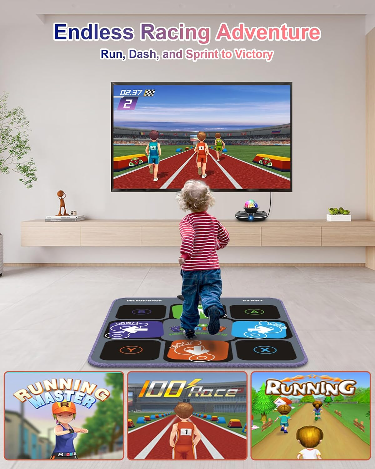 Acelufly Dance Mat - Dance Mats for TV with Camera, Non-Slip Play Mat with 2 Wireless Handles & Colourful Disco Ball, Dance Cushion Game for Kids and Adults, Boys, Girls