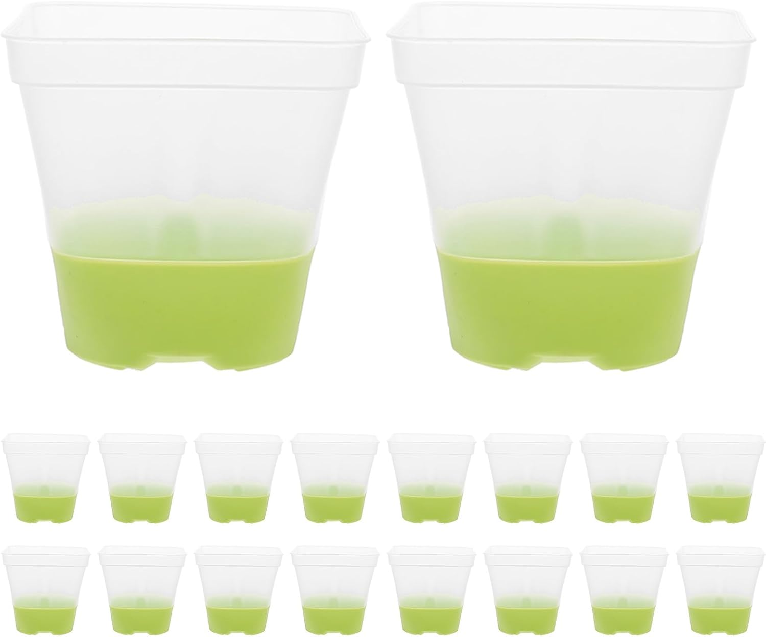 FONDOTIN 18Pcs Clear Plant Nursery Pots - 3" Reusable Plastic Planters with Drainage - Silicone Base Starter Pots for Seedlings Propagation Greenhouse Gardening image number 1