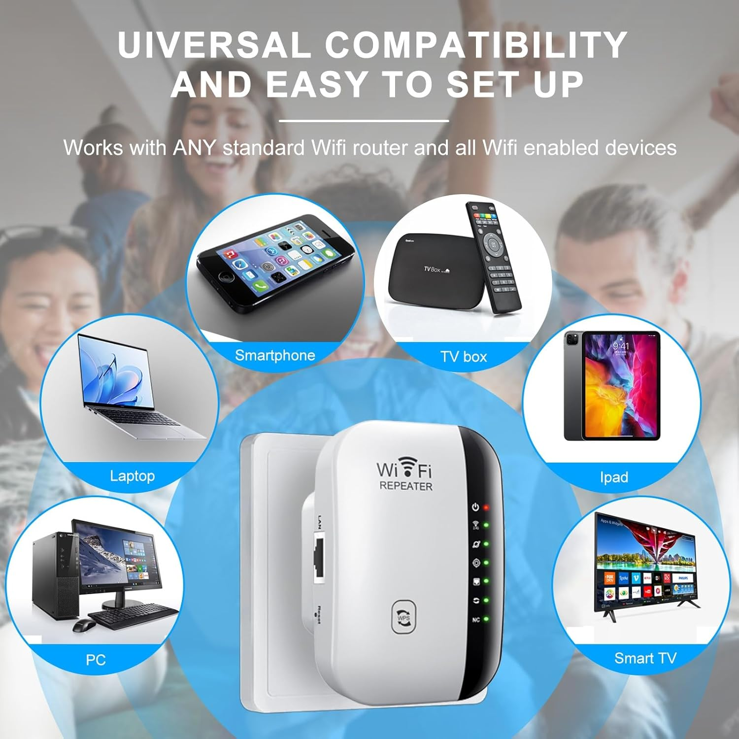 Newest Wifi Booster,Wifi Extender,Wifi Repeater Covers up to 3650Sq.Ft and 45 Devices,Wireless Internet Booster with Ethernet Port,Quick Setup,300Mbps Wifi Range Extender image number 5