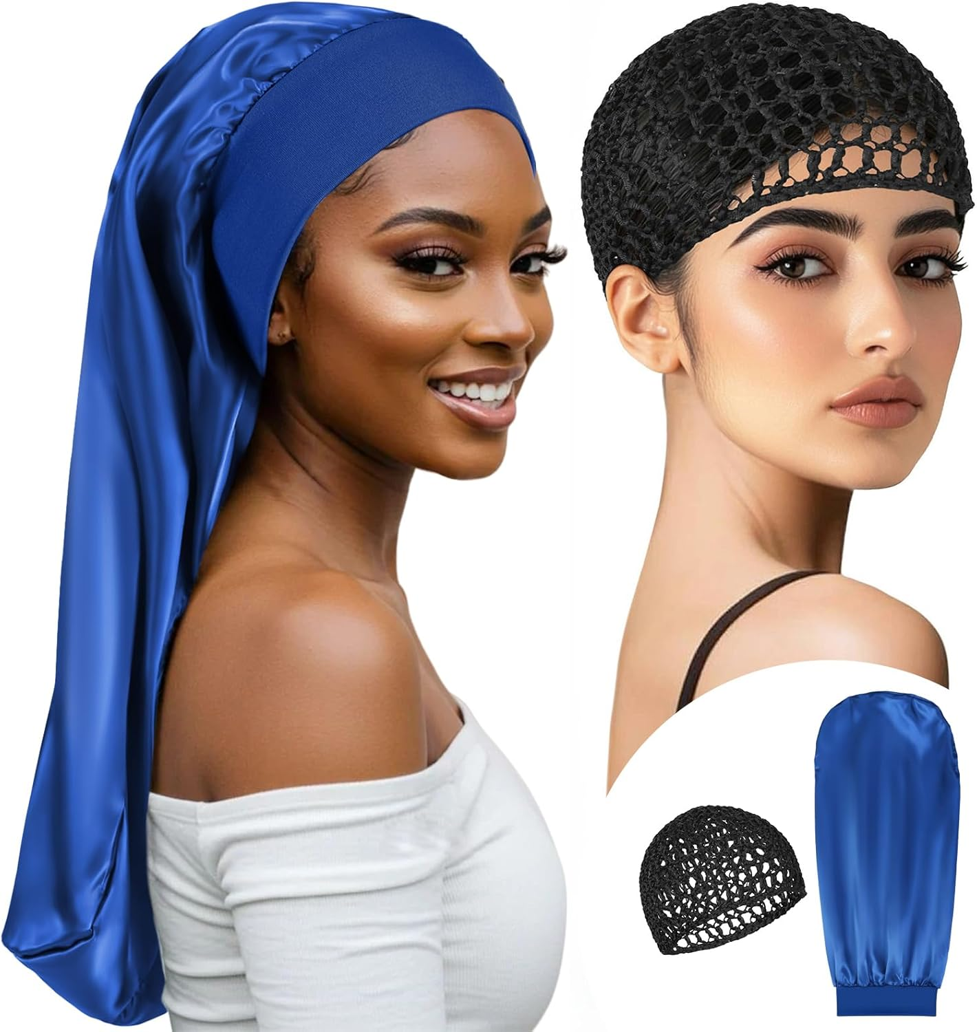 Long Bonnet-Crochet Hair Net Set