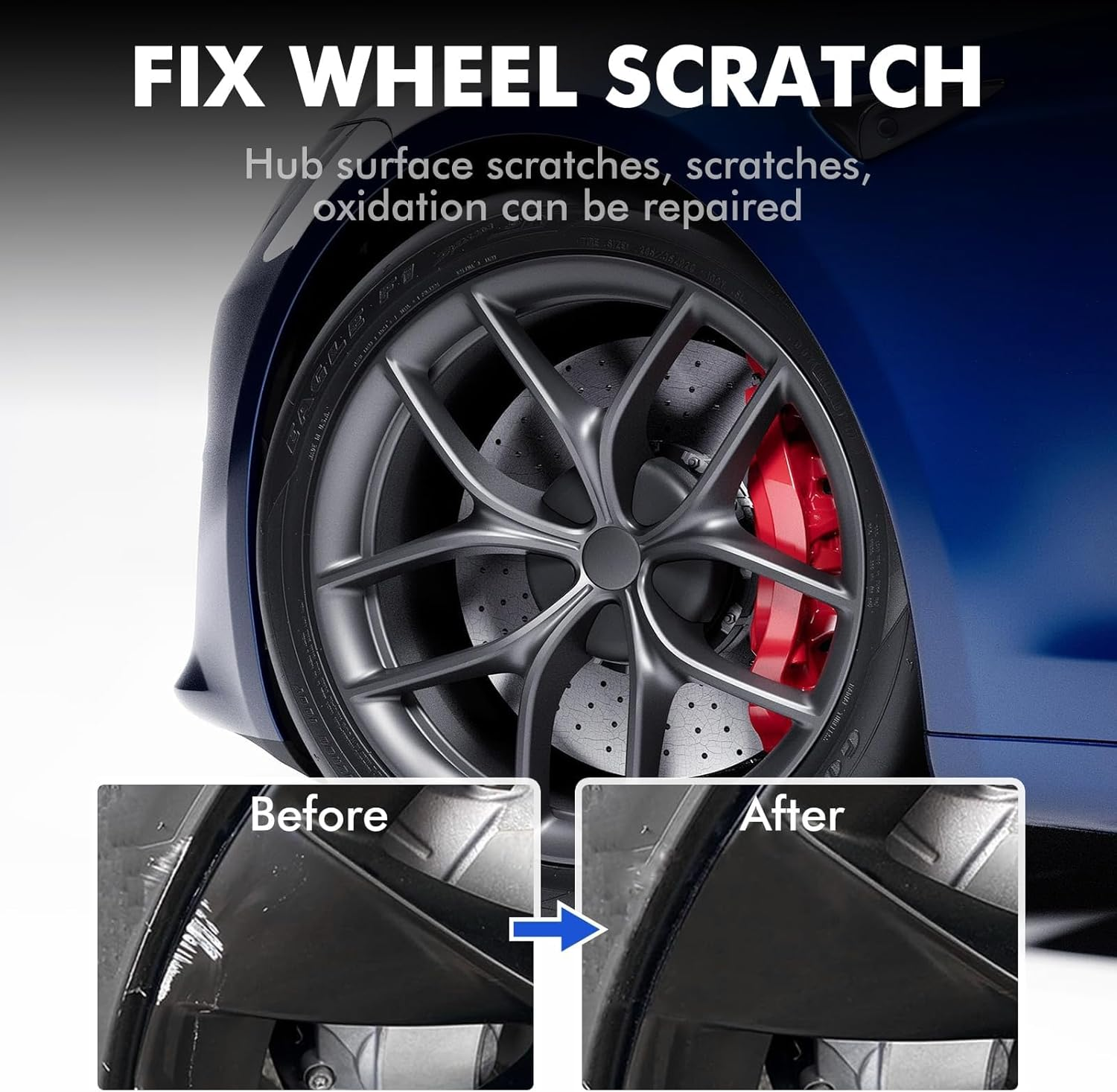 Armor Black Rim Touch up Paint for Tesla Model Y 20'' Induction Wheels, Rim Repair Kit Curb Rash for Fix Rims Scratches, Chips, Curb Rashes and Surface Damage - Gunpowder image number 7