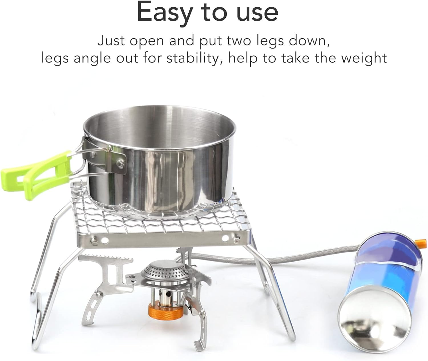 Folding BBQ Grill Rack, Stainless Steel Mini Barbecue Campfire Grill Stove Stand Rack Portable Camping Pot Stand Grid Design with Storage Bag for Outdoor Picnic image number 6