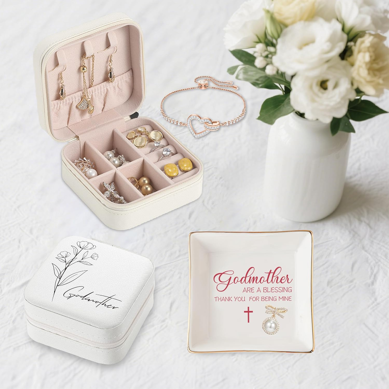 Godmother Proposal Gift 8 Pcs God Mother Gift Basket Set Will You Be My Godmother from Godchild Baptism Birthday Mother'S Day Christmas Gifts for Godmom Gifts for Women image number 5