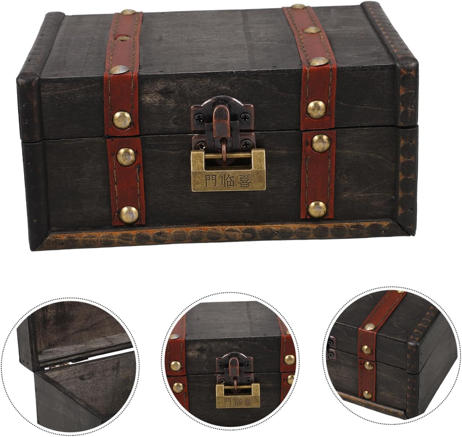 Retro Storage Box Vintage Wooden Treasure Chest Decorative Organizer for Home Decor and Keepsake Storage for Displaying Collectibles image number 1