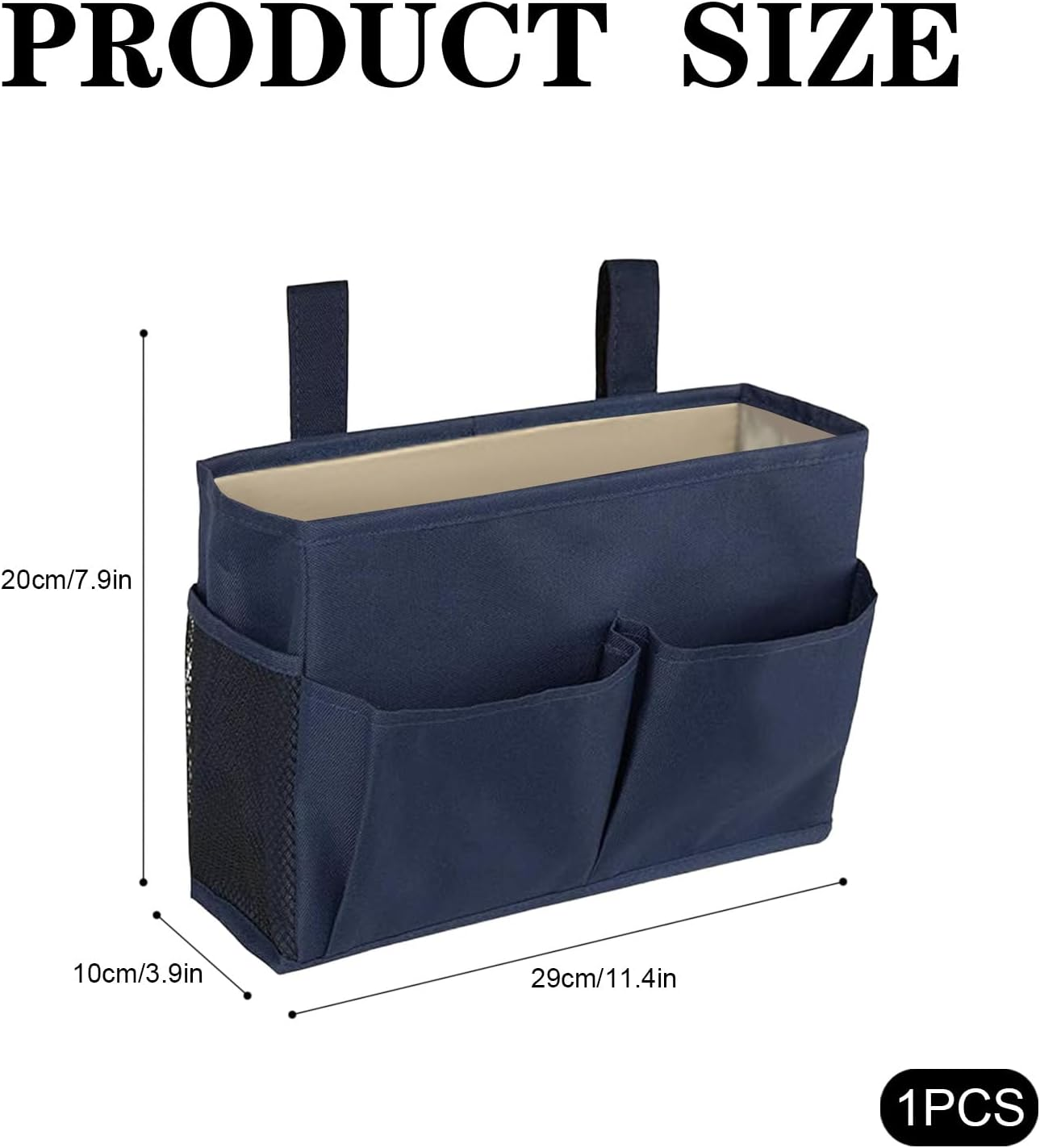 Bedside Table Organiser, Practical Bedside Caddy, Hanging Organiser, Storage Pocket Bag Suitable for Bunk Beds, Hospital Beds, College Dorms, Crib Rails, and Camping (Deep Blue) image number 2