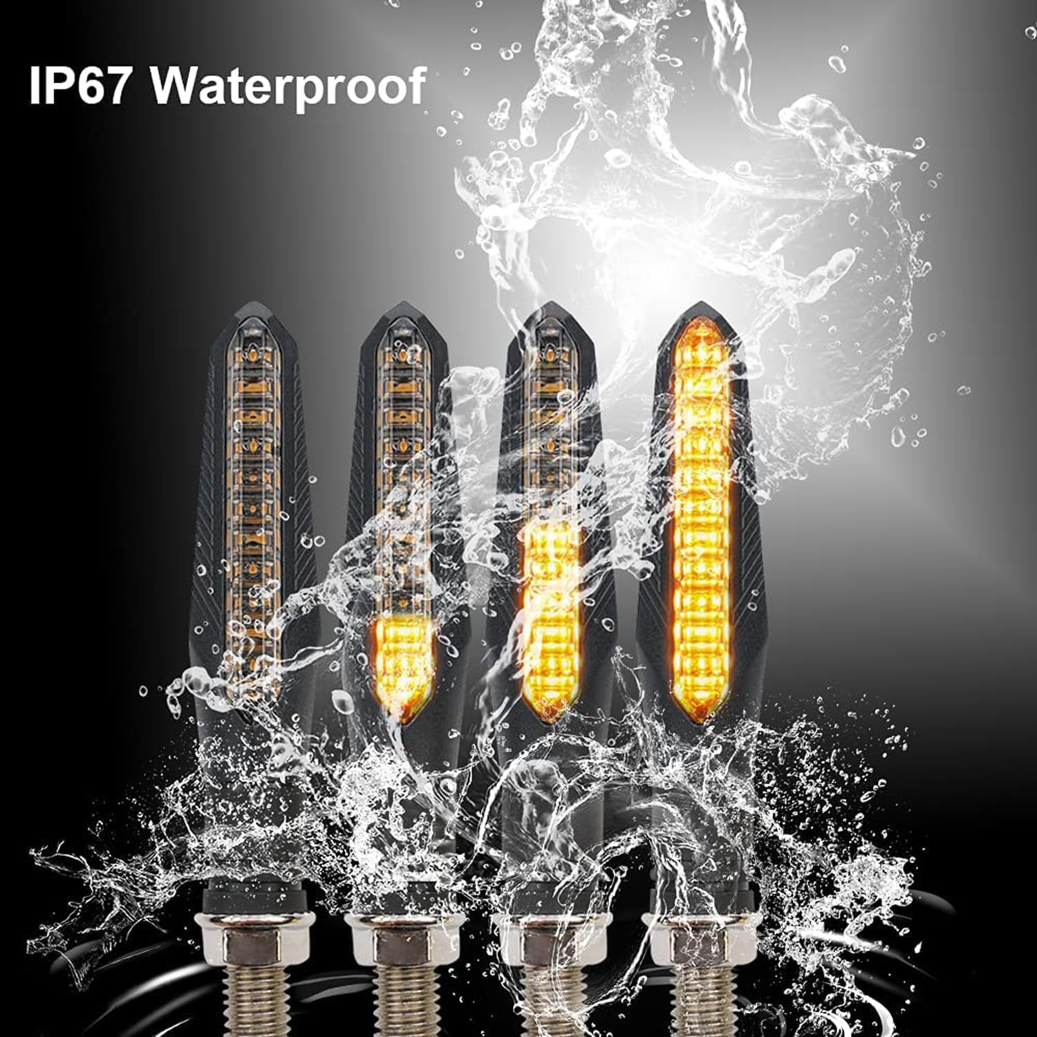 4PCS Motorcycle LED Turn Signal Flowing Water Light Amber Blinker Lamp image number 2