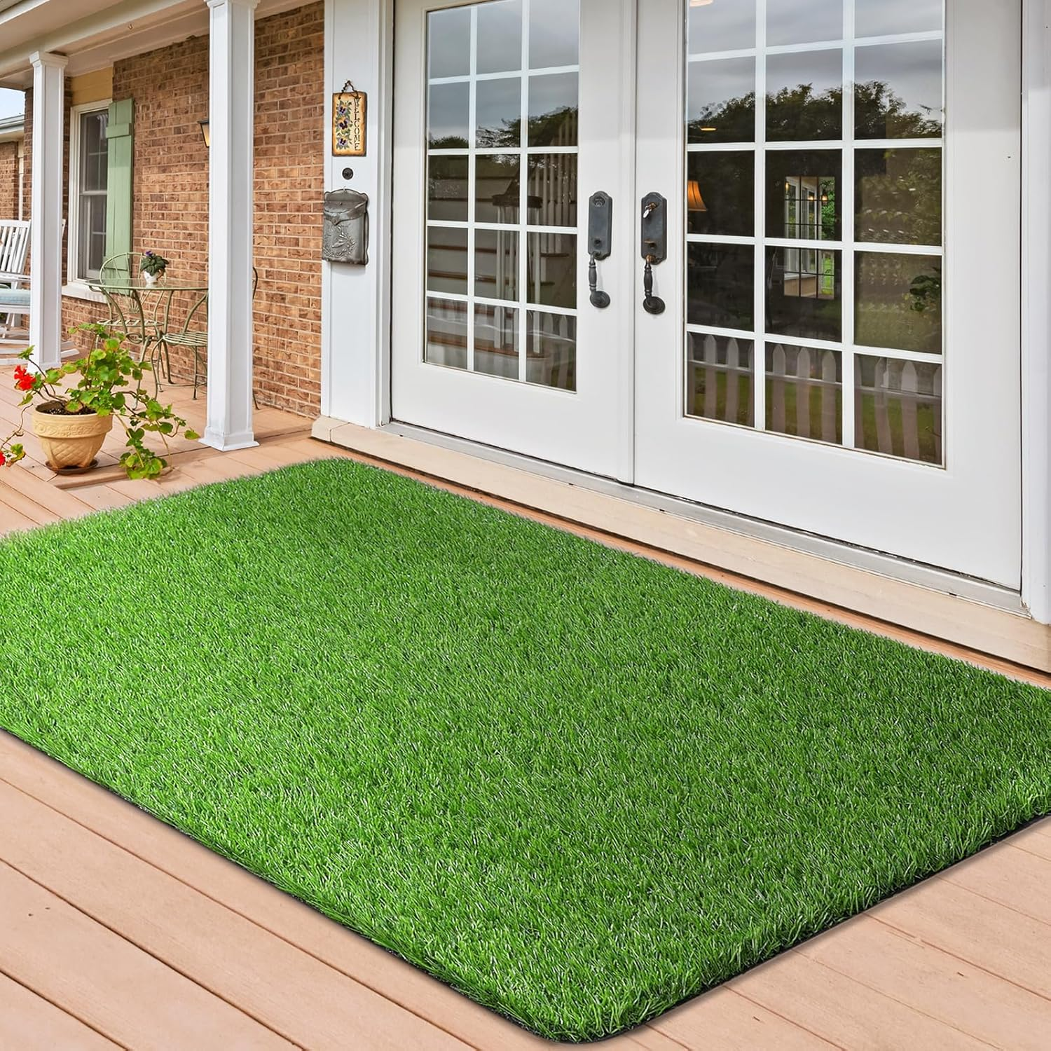 Olanto Artificial Grass Mat, Turf Grass Front Door Mats Outdoor/Indoor, Realistic Fake Grass Rug for Dog, Entrance, Patio, Camper, Home Decor, 36&rdquo; X 59&rdquo; image number 3