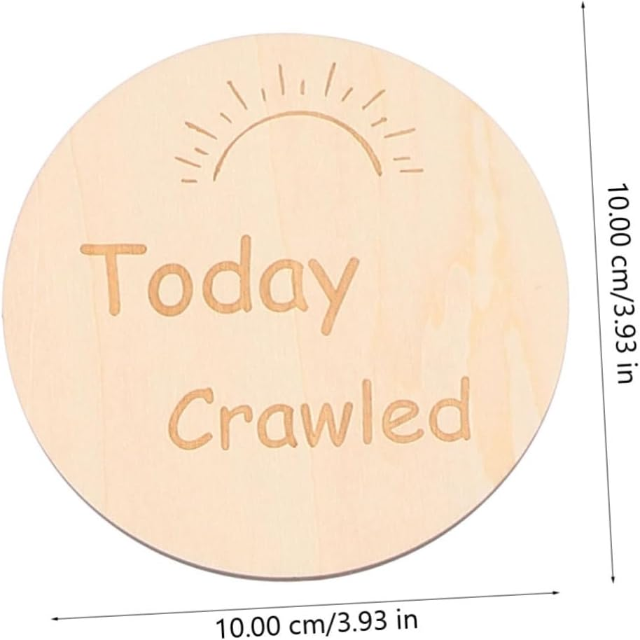 Toddmomy 13Pcs Wooden Birth Month Cards Double Sided Rainbow Milestone Commemorate Cards for Photography Props Safe Natural Material Smooth Surface image number 6