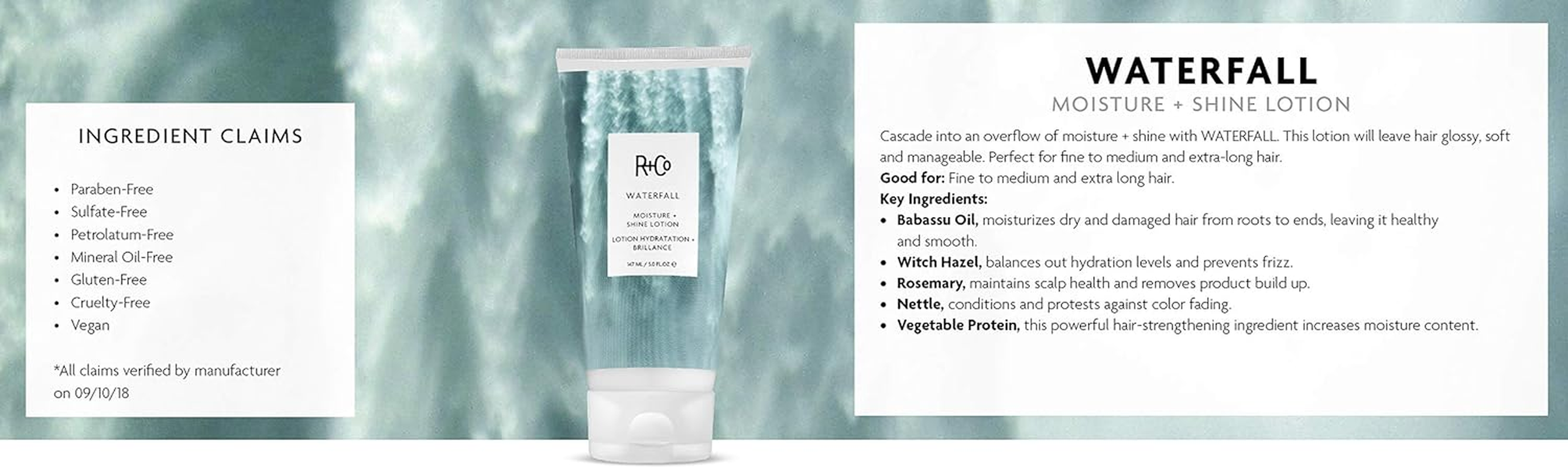 R+Co Waterfall Moisture + Shine Lotion, 147Ml image number 1