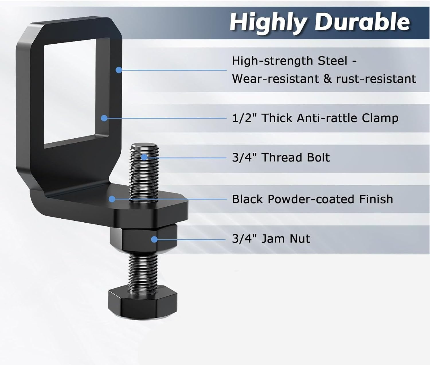 Jiawu 2 Inch anti Rattle Hitch Clamp, anti Rattle Hitch Tightener for 2 Inch Hitches, Heavy Duty Trailer Hitch Stabilizer for Trailers & Trucks, Trailer Hitch anti Rattle Device (Matte Black) image number 4