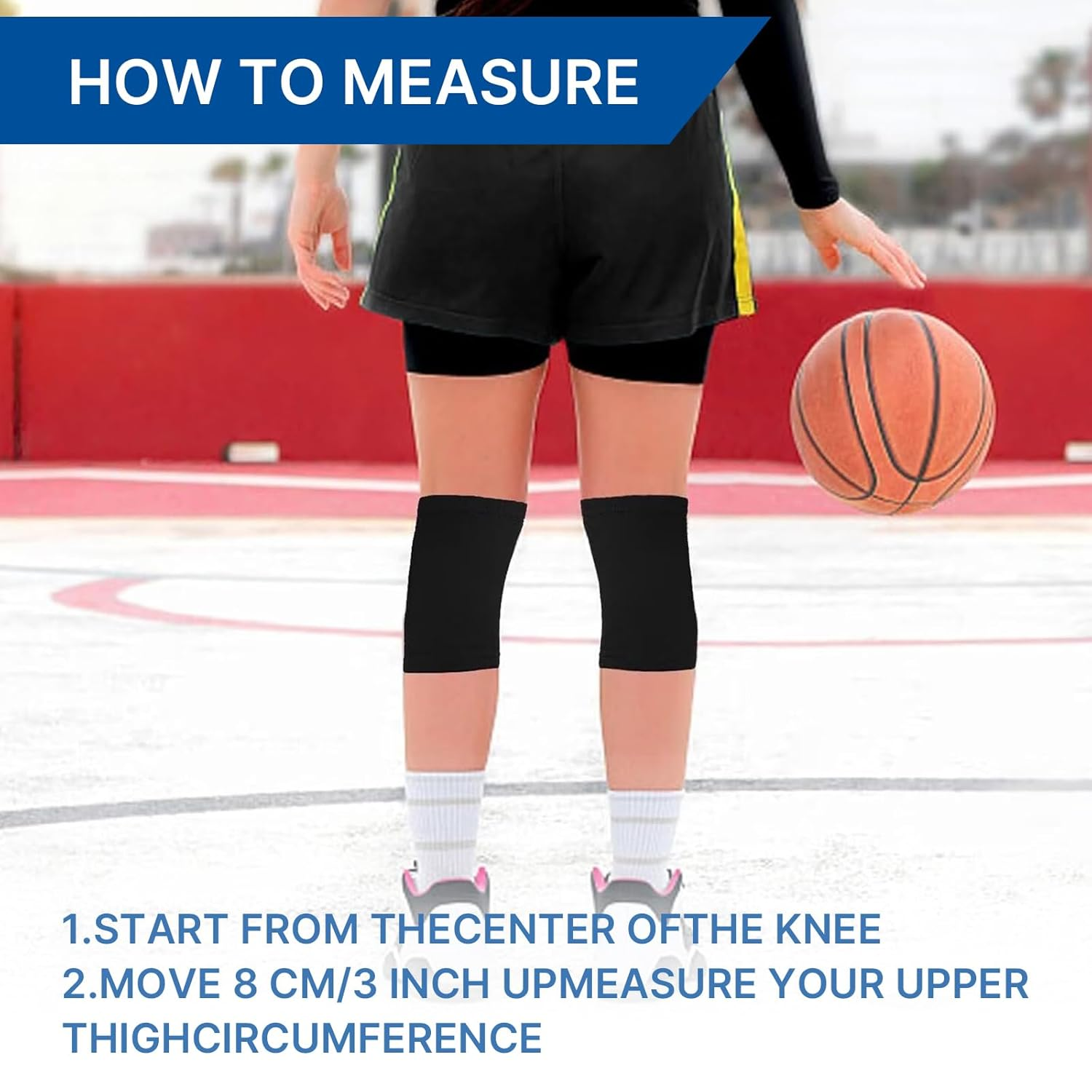 2 Pairs Kids Knee Sleeve Kids Knee Brace Children Support Compression Child Sleeve Pads for Basketball, Volleyball, Sports, Gymnastics(Blue, Black) image number 2