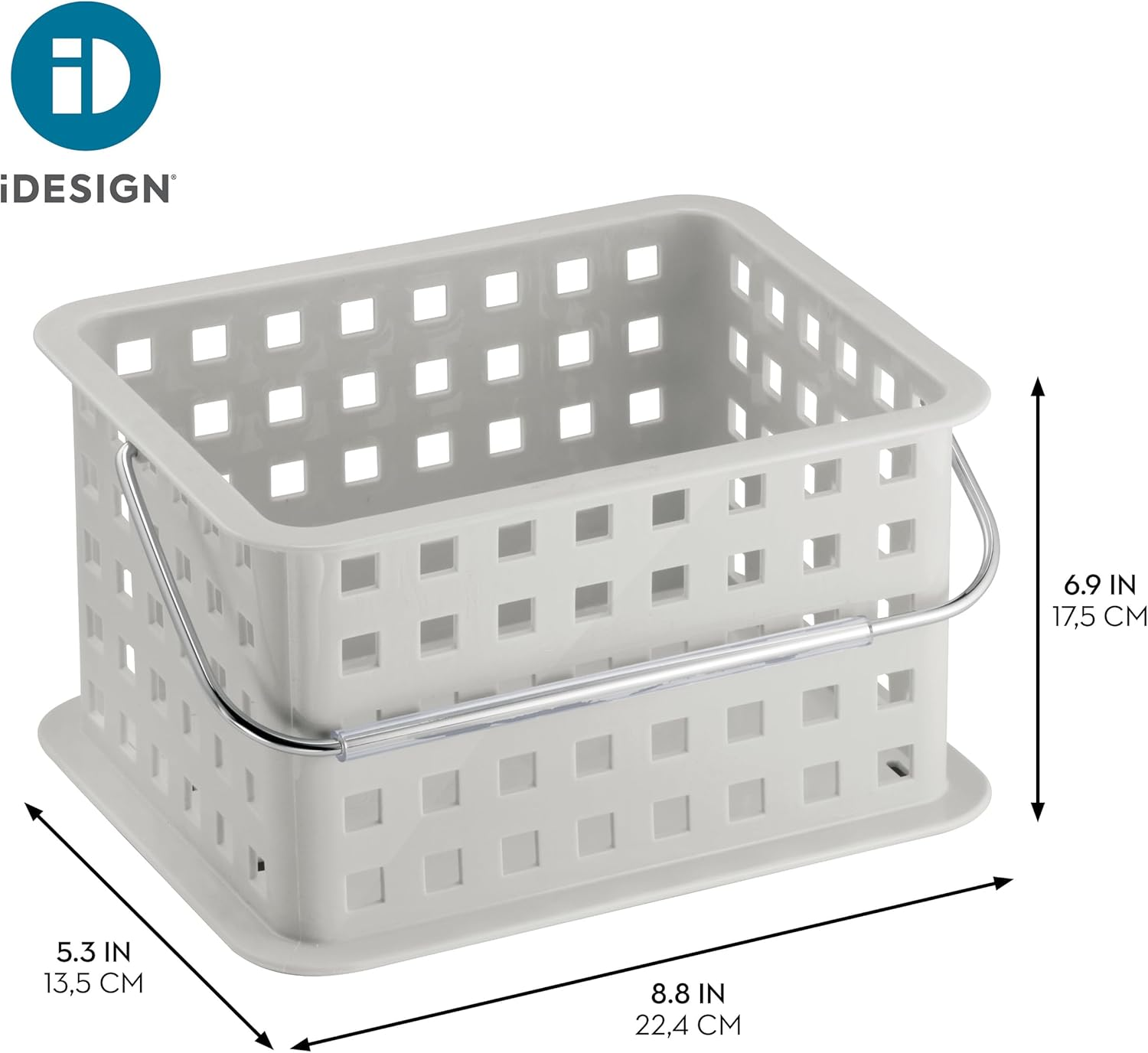 Interdesign Storage Organizer Basket, for Bathroom, Health and Beauty Products - 9.25" X 7" X 5", Light Gray image number 2
