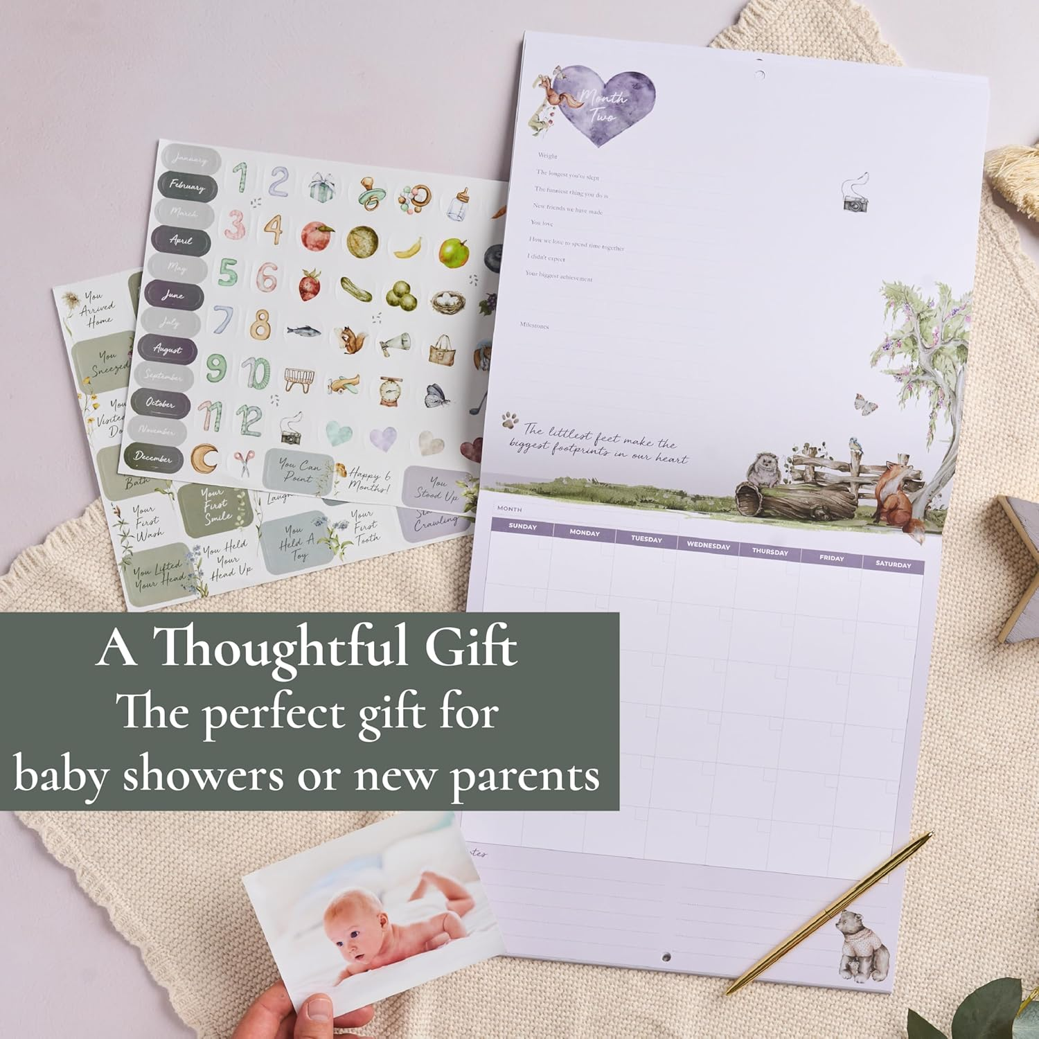 Baby'S First Year Memory & 1St Year Calendar with 100 Stickers | Baby'S First Year Calendar with Stickers & 1St Year Calendars, Baby Tracker image number 6