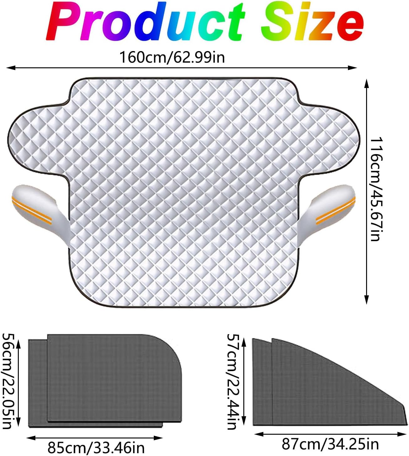 5Pcs Car Windshield Sun Shade, Winter Windshield Protector, Sunshade Front Window Automotive Covers, Car Windscreen Cover with Side Mirror Cover (160Cm) image number 4