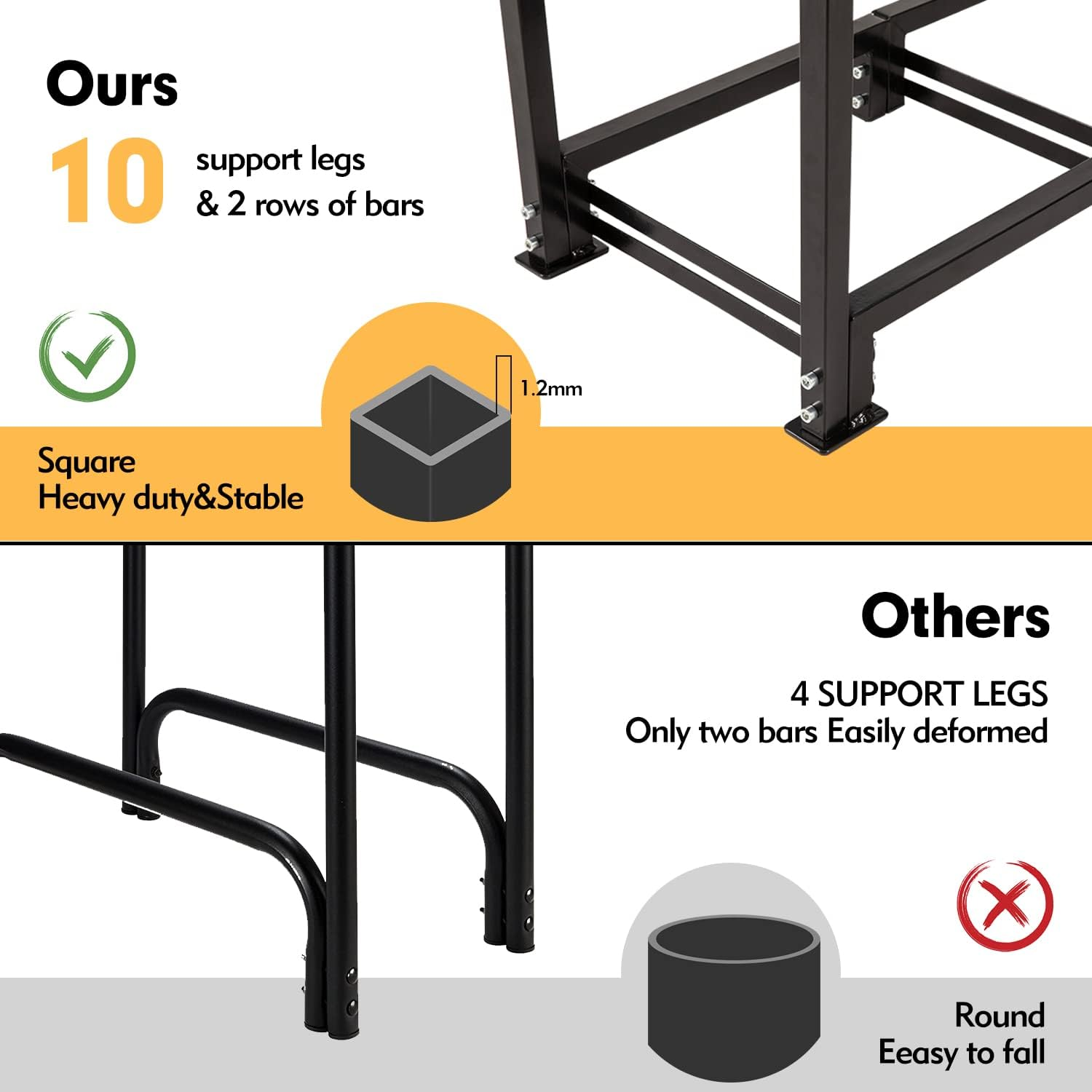 Nalone 8FT Outdoor Firewood Rack with Cover&Carry Bag Heavy Duty Square Strong Stand Rack with Waterproof Cover for Fireplace Fire Pits Wood Pile Storage Holder Lumber Rack image number 2