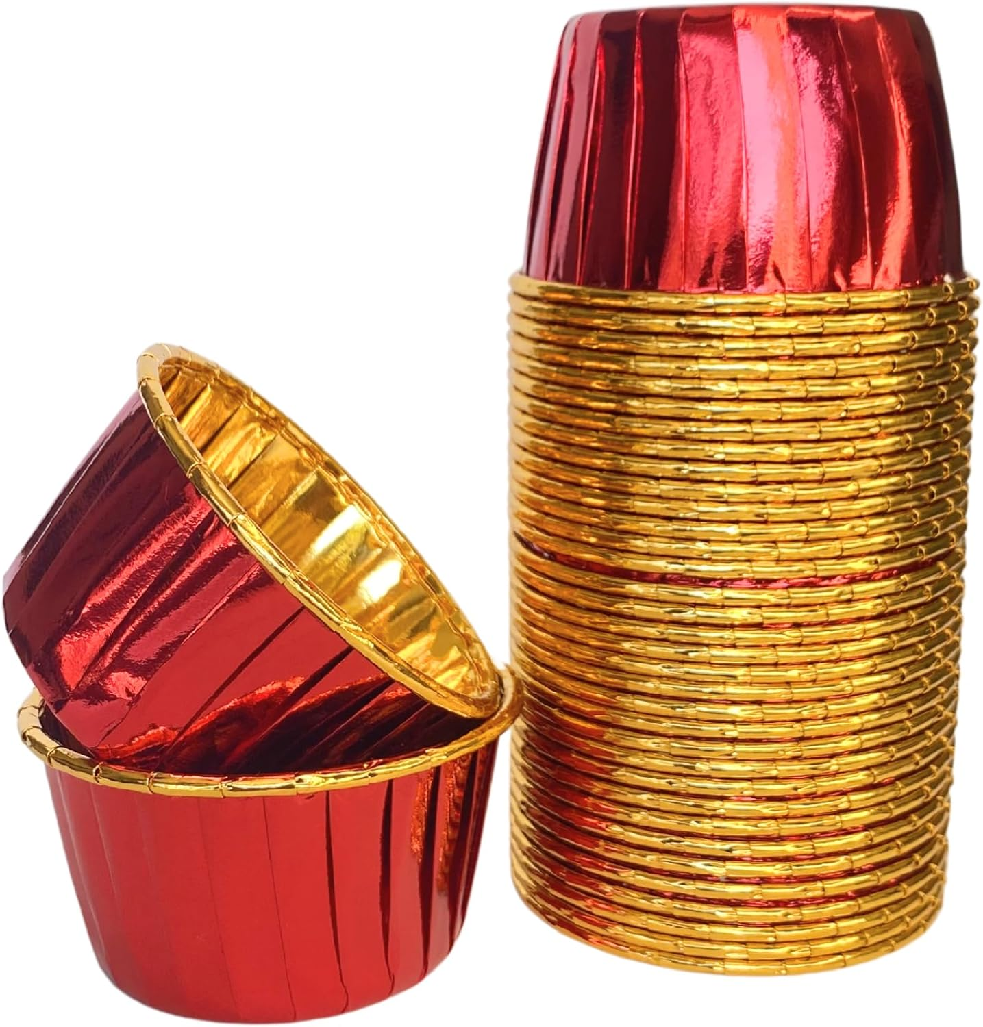 Silver Cupcake Baking Cup Cases, 100 Pieces Muffin Lined Wrapper Papers for Desserts, Little Cakes, Snacks & Muffins, Leakproof Ramekin Foil Patty Pans (Silver)