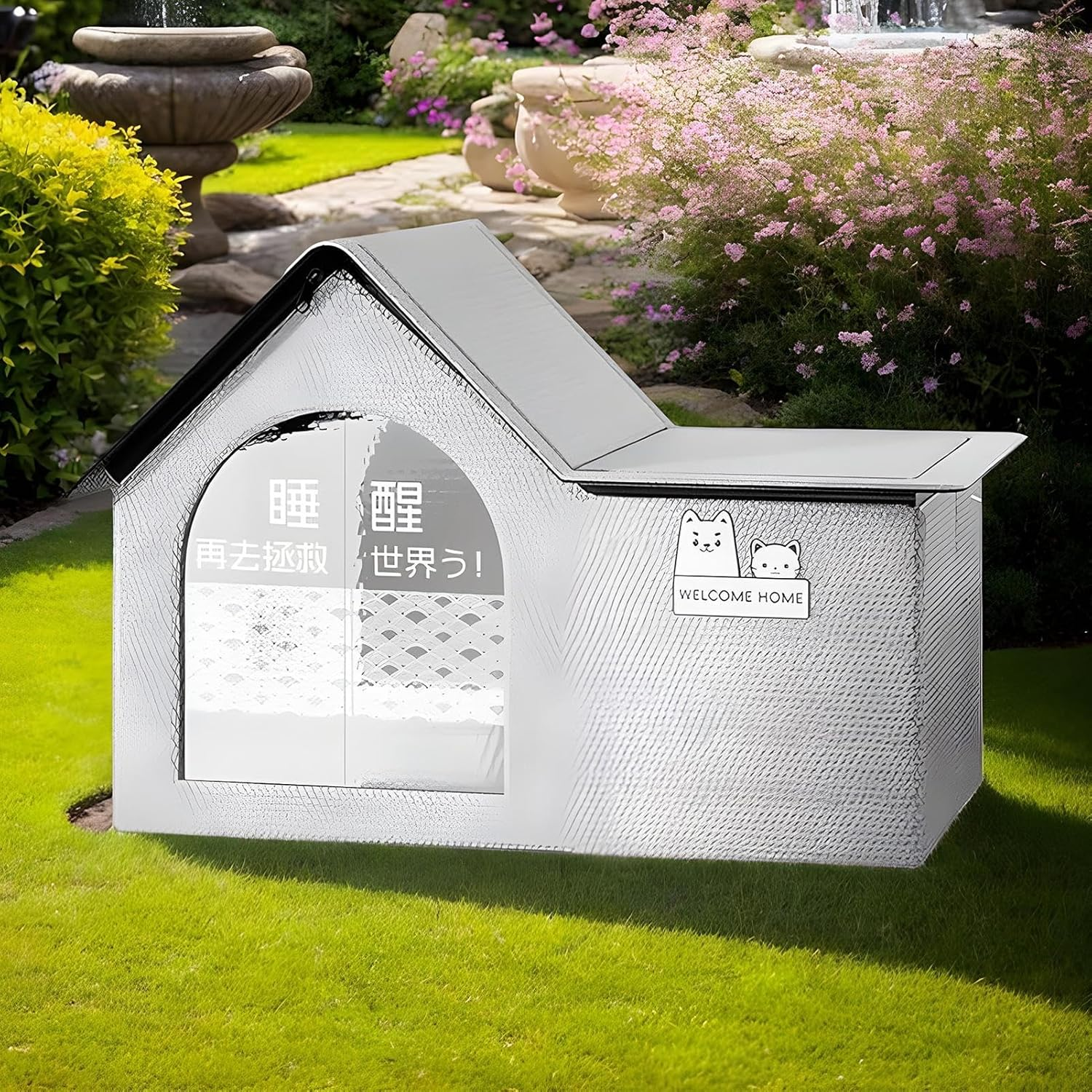 Outdoor Cat House for Summer | Foldable Cooling Tent for Pets,Dog Shelter with Ice Bags Portable Pet Cave Tent Bed for Balcony Travel Beach Apartment Patio image number 1
