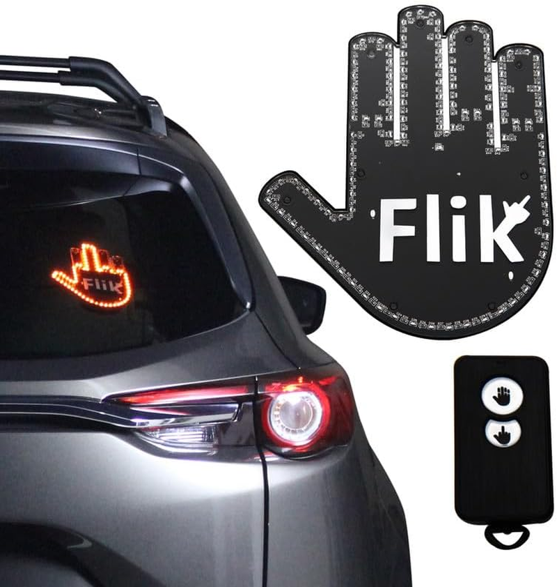 FLIK Original Middle Finger Light - Give the Bird & Wave to Drivers - Hottest Gifted Car Accessories, Truck Accessories, Car Gadgets & Road Rage Signs for Men, Women, & Teens - Funny Back Window Sign image number 5