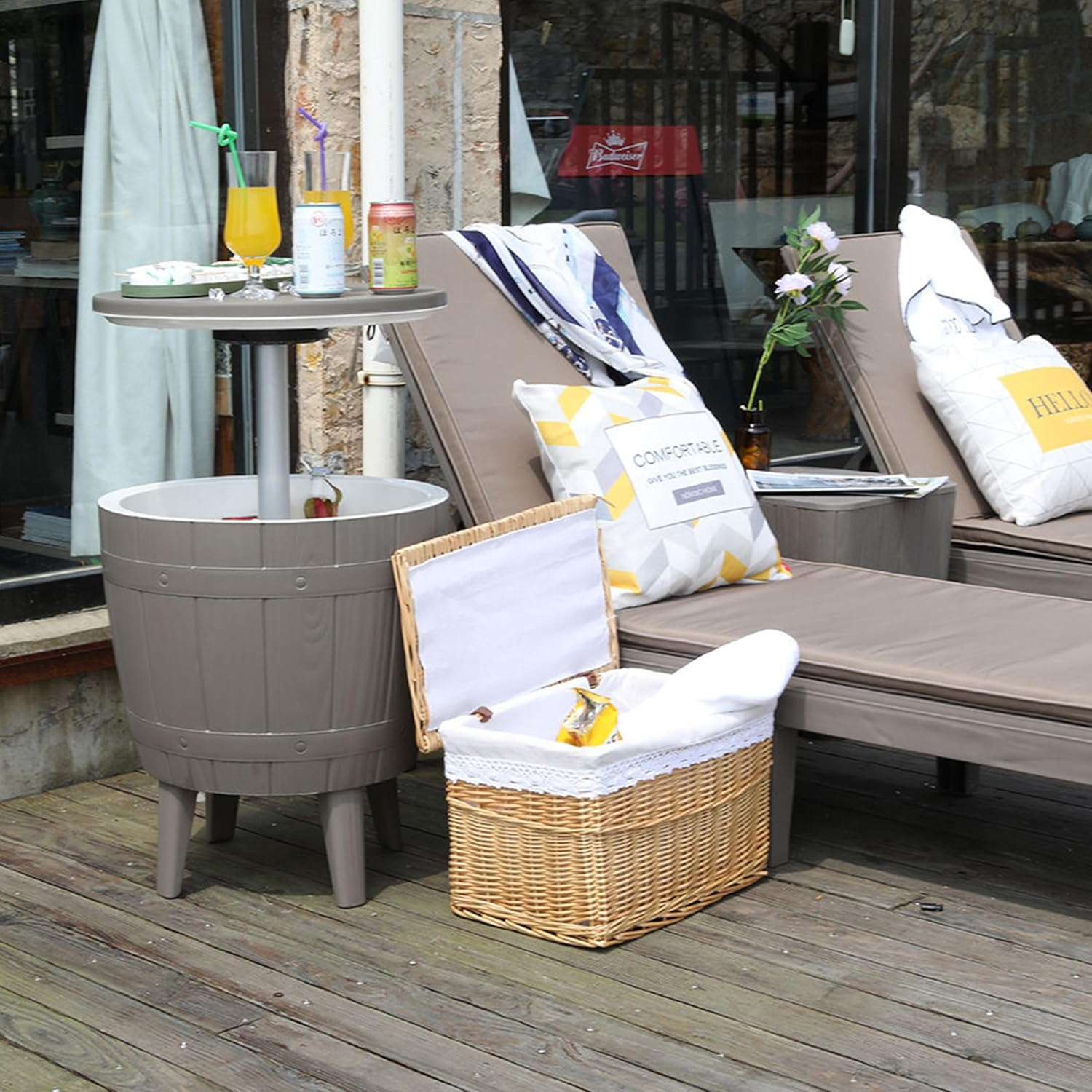 Outdoor Cooler Bar Table - Adjustable Height with Ice Bucket, Keeps Drinks Chilled for 12 Hours, Multifunctional Coffee Table for Garden, Patio, and Parties image number 6