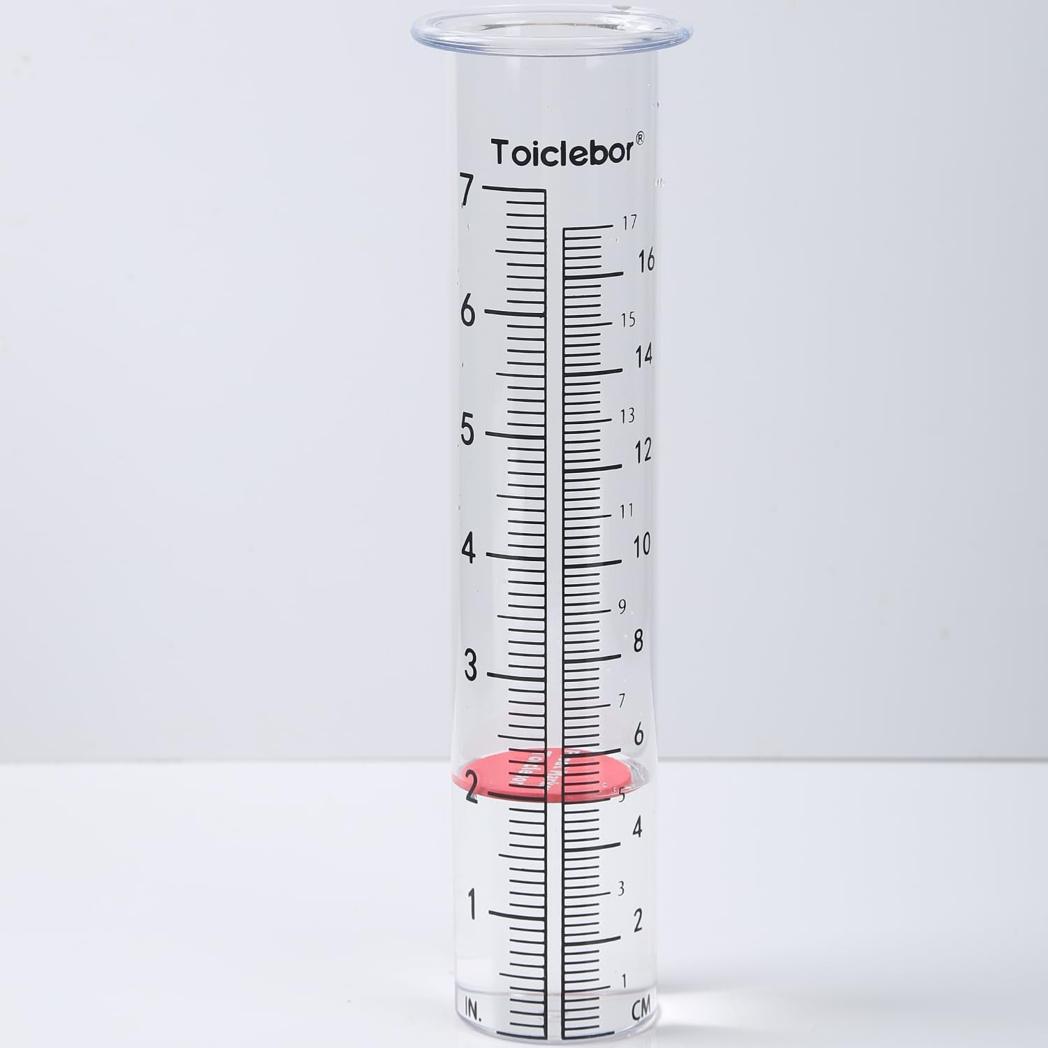 7" Capacity Rain Gauge Replacement Tube Plastic,Freeze Proof Tube,Big Numbers with Red Float Marker,Clear,8.11 Inch Height,Model RM-T01 image number 3