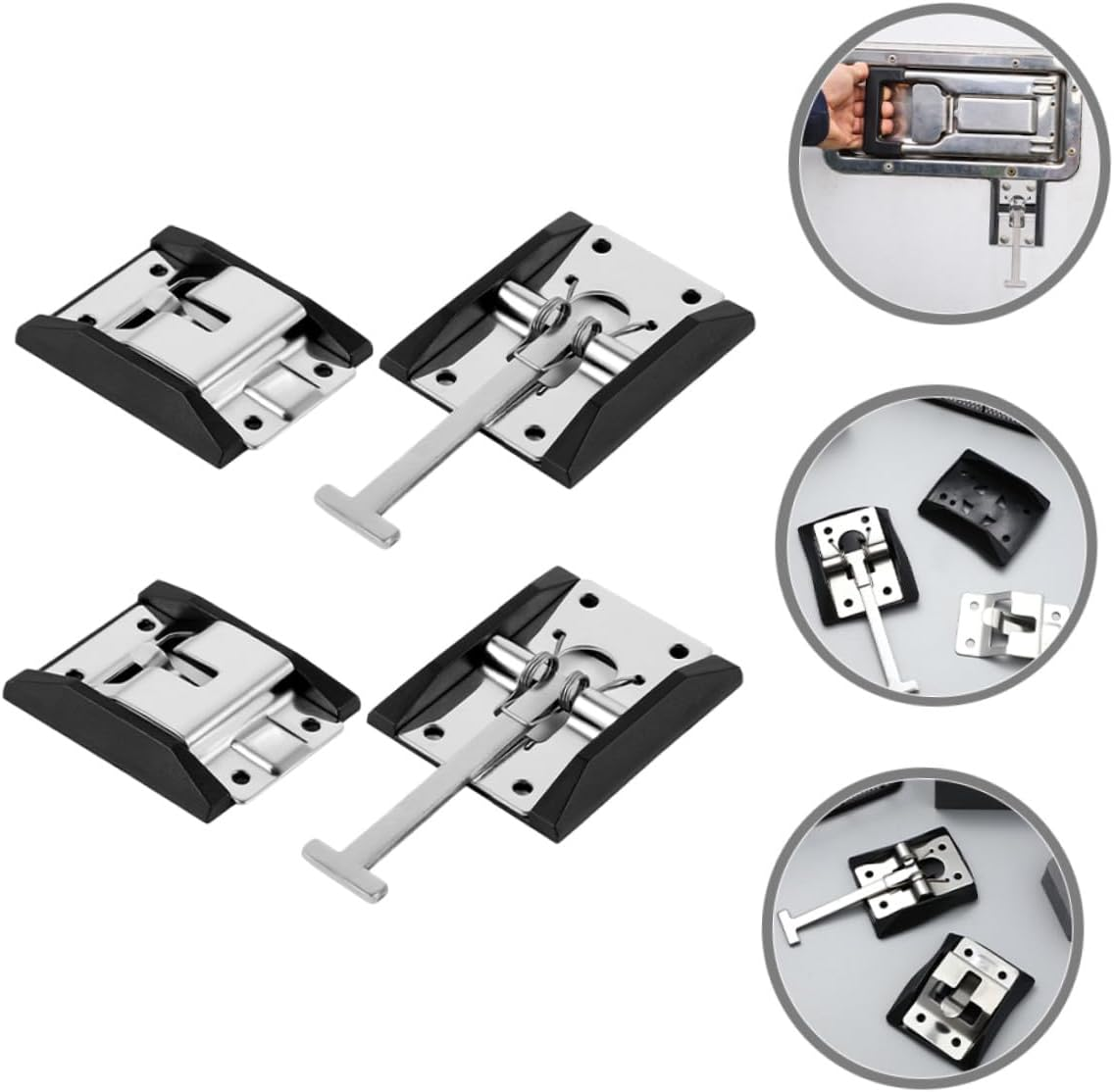 2 Sets Stainless Steel Rv Door Holder Cargo Trailer Latch Heavy-Duty Metal Hook Installation Truck Door Retainer for Efficient Cargo Transport image number 2