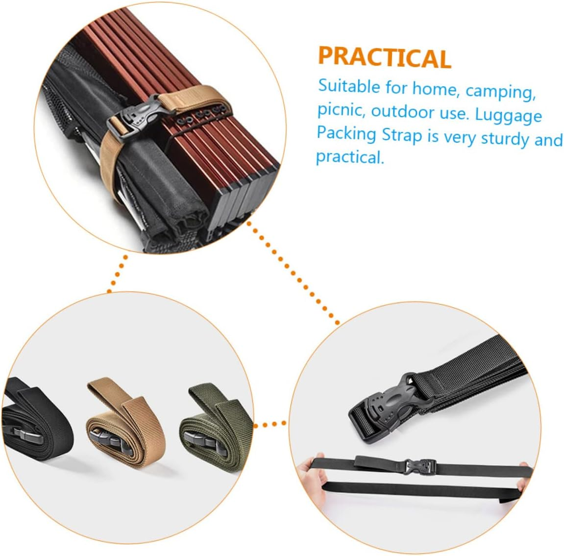 Zerodeko 3Pcs Canopy Straps Outdoor Luggage Straps Wear-Resistant Luggage Bands Bundling Belt for Camping Mat Garden Storage Box Outdoor image number 2
