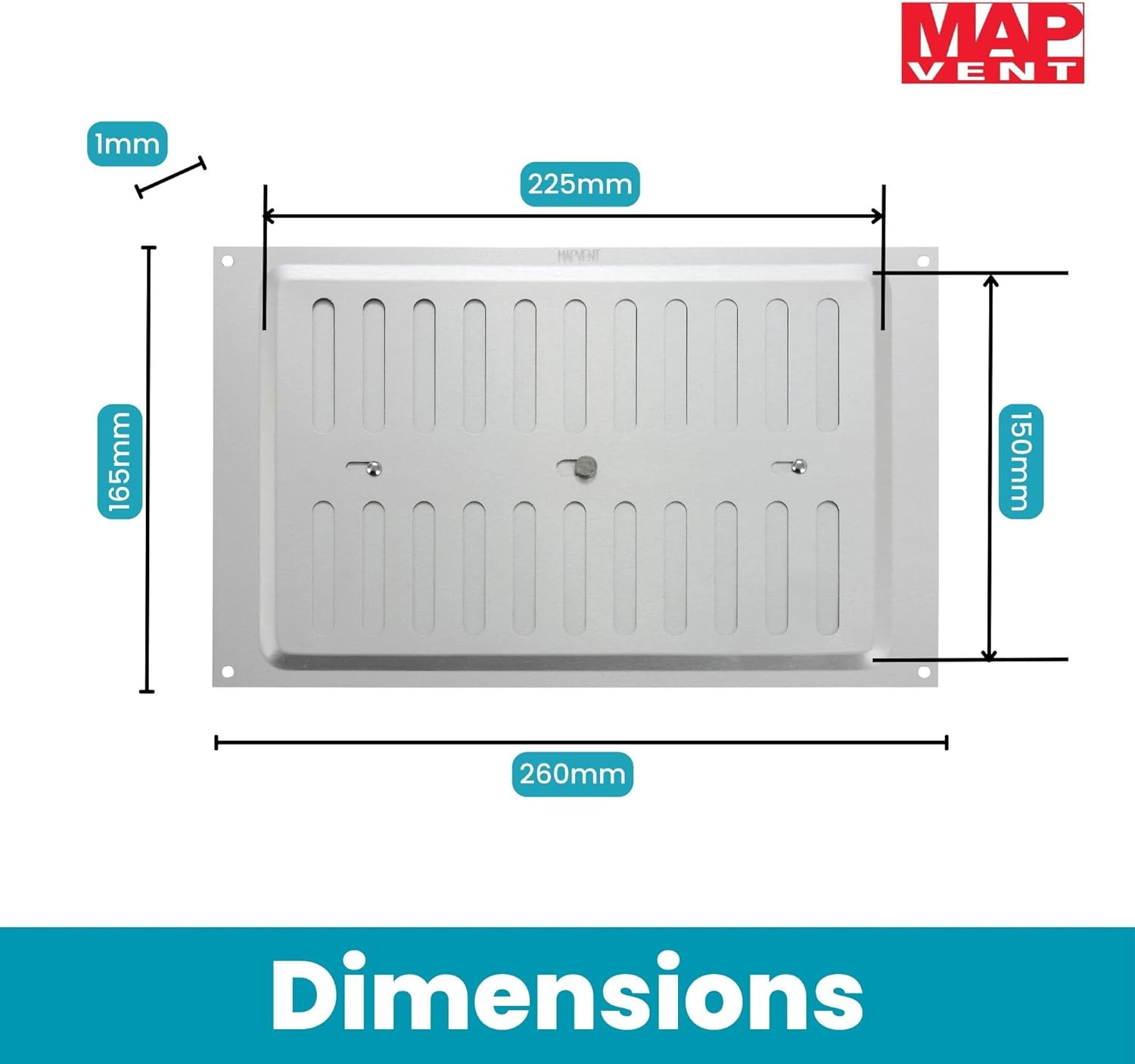 MAP Aluminium Adjustable Air Vent for Openings 9" X 6" (229Mm X 152Mm), Double Brick Hit & Miss Ventilation Metal Cover, Silver