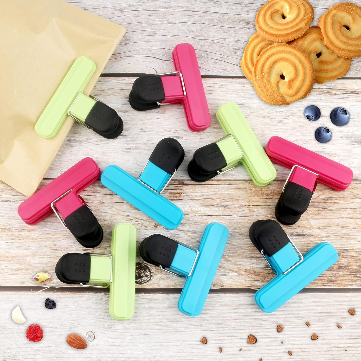 MEKEET Food Bag Clips for Food Storage Set of 9 Food Clips Kitchen Storage Clip Seal Clips,Sturdy,Airtight,Reusable 3 Colours for Keeping Food Fresh - Ideal for Home, Kitchen,Travel,Camping image number 5