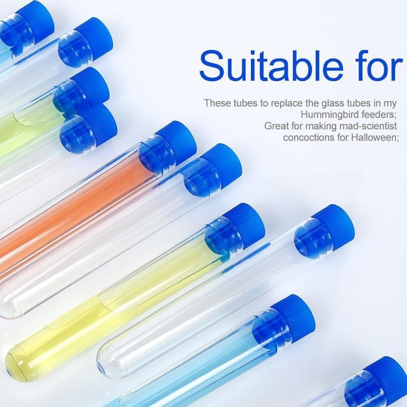 POPETPOP 50Pcs Clear Test Tubes with Cap 16X100Mm Plastic Test Tubes for Science Laboratory Experiments Candy Salt Storage Containers image number 6