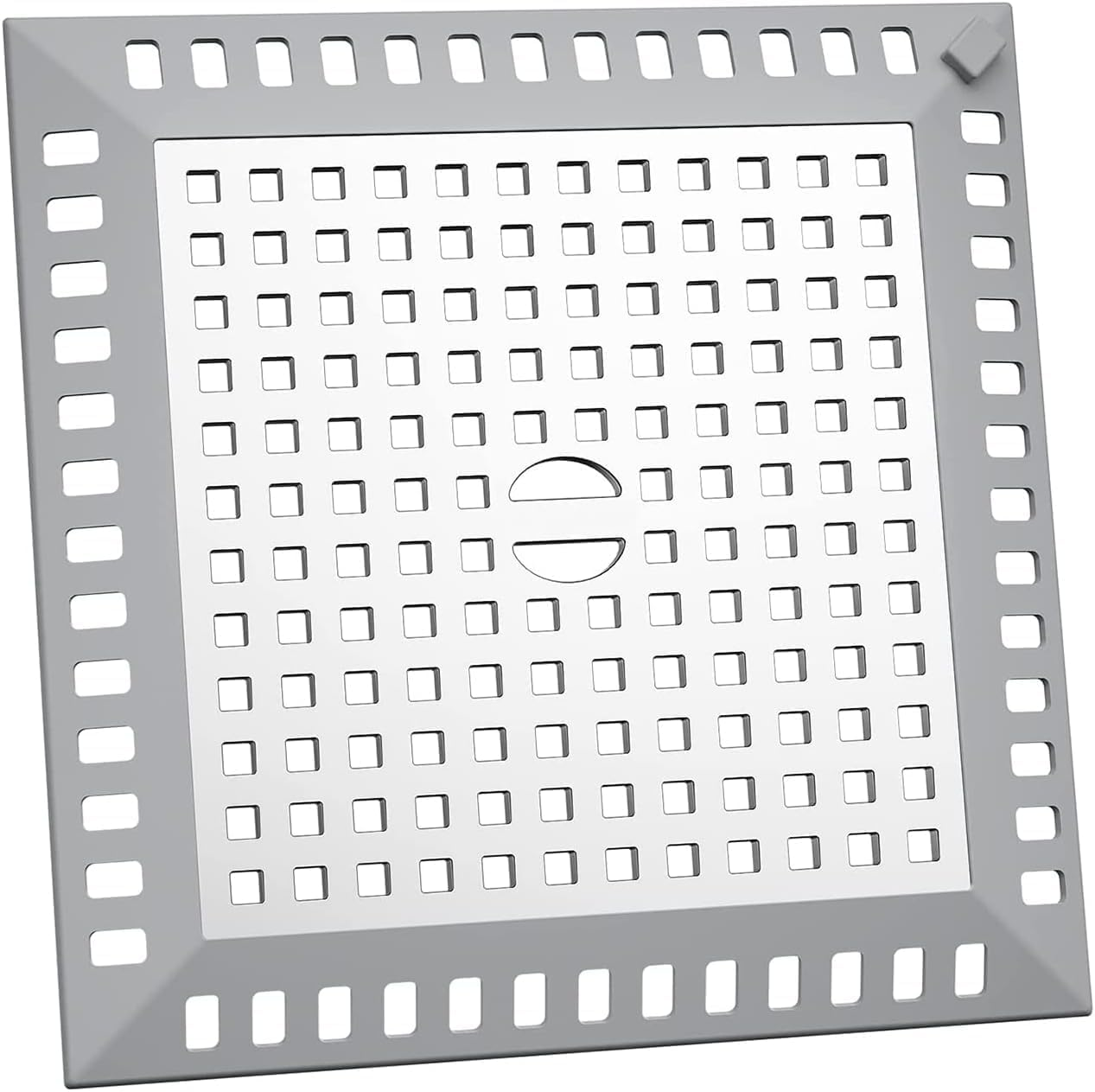 Pacum Shower Drain Hair Catcher, Shower Drain Cover 12 X 12 Cm Shower Strainer Shower Stall Protector Stainless Steel and Silicone for Bathroom, Bathtub, Shower Drain, Kitchen Sink