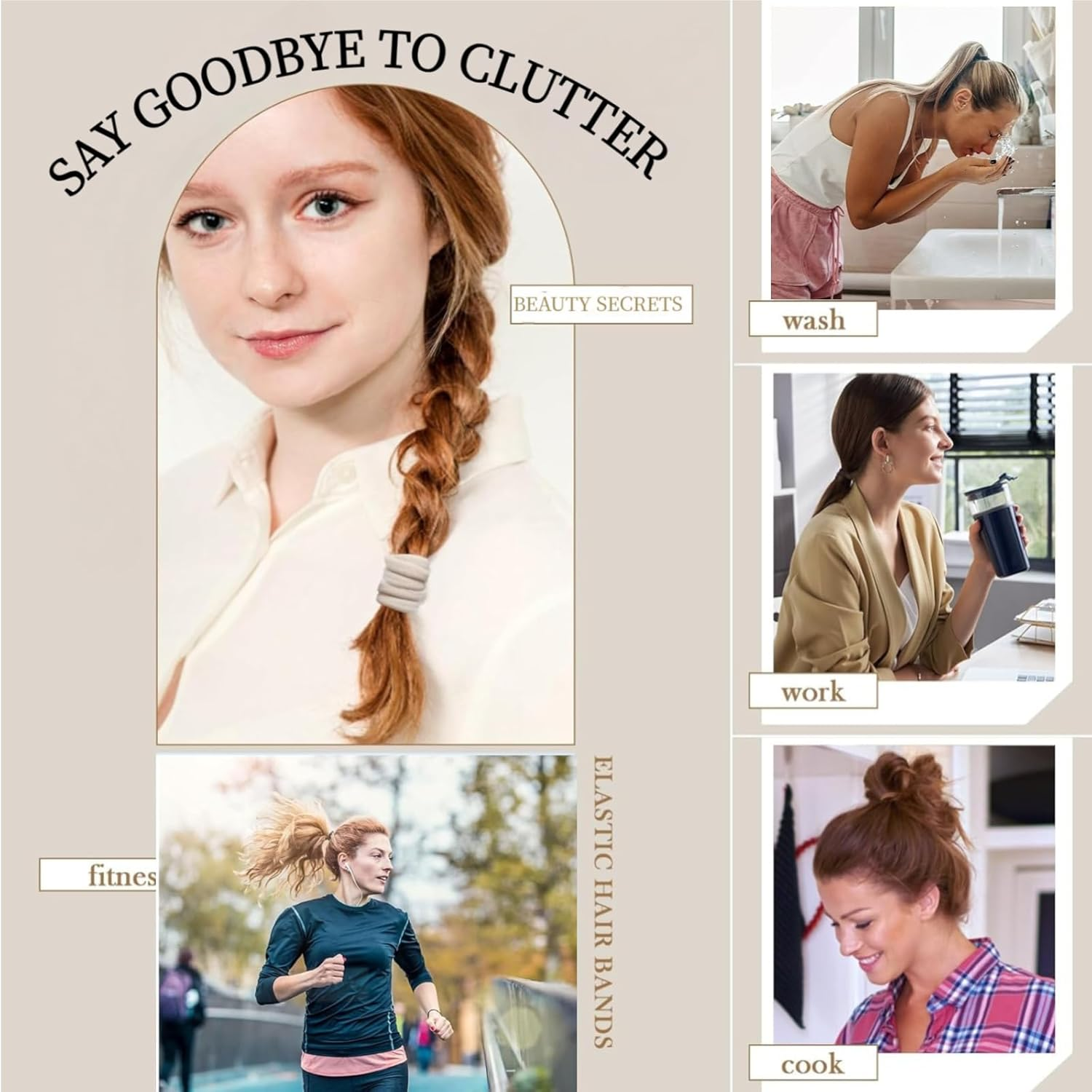 Pack of 100 Elastic Hair Bobbles Girls Soft Elastic Hair Seamless Hair Bands Thick Cotton Hair Bobbles Seamless Cotton Hair Bobbles for Women Men and Children image number 2