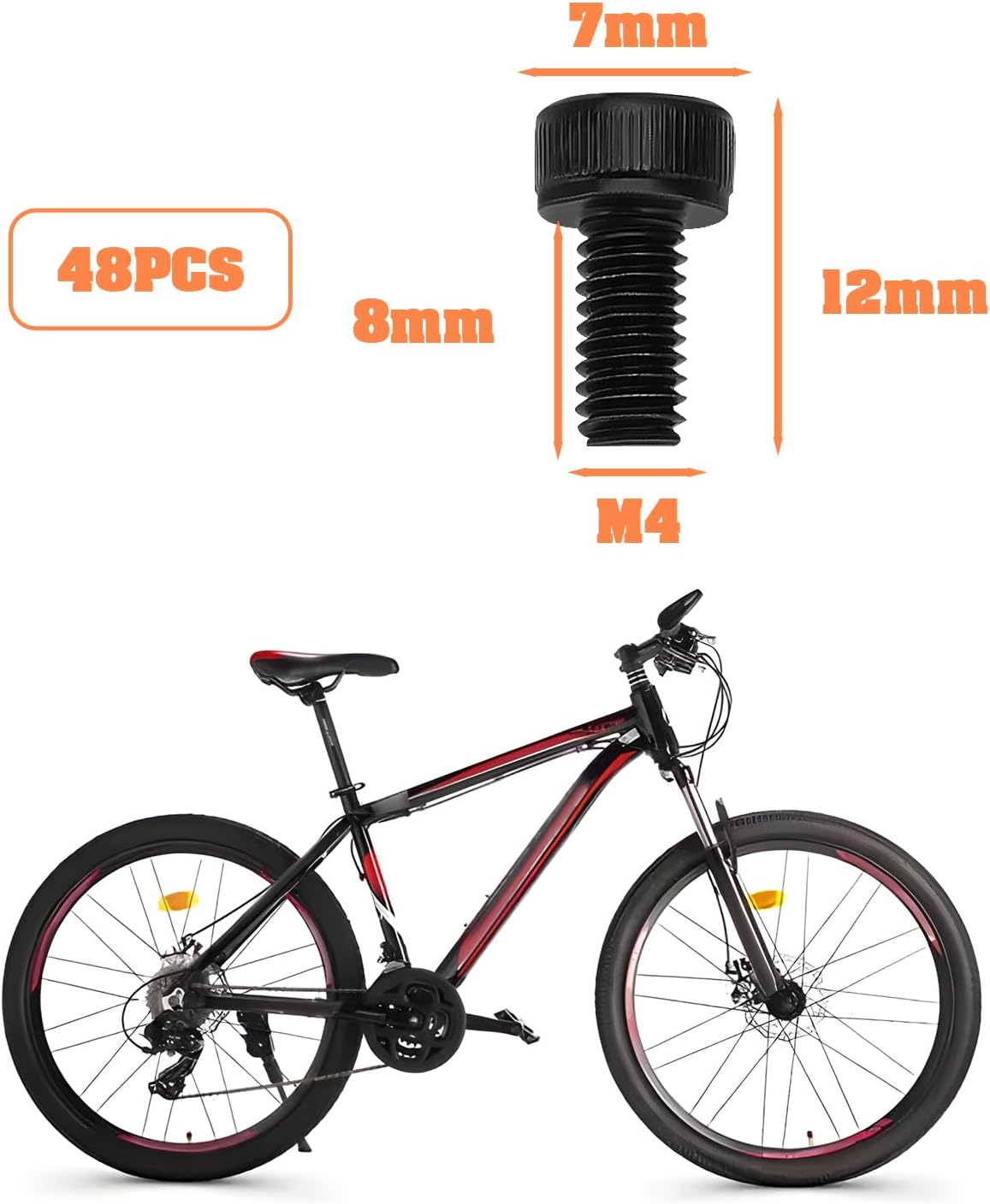 Ecsing 48Pcs Bike Pedals Bolts Screws M4 X 8Mm Inner Hexagon Threaded Screws 40Cr Pedal Pin Compatible with Horizon Pro Sam Hill Flat CL Black image number 6