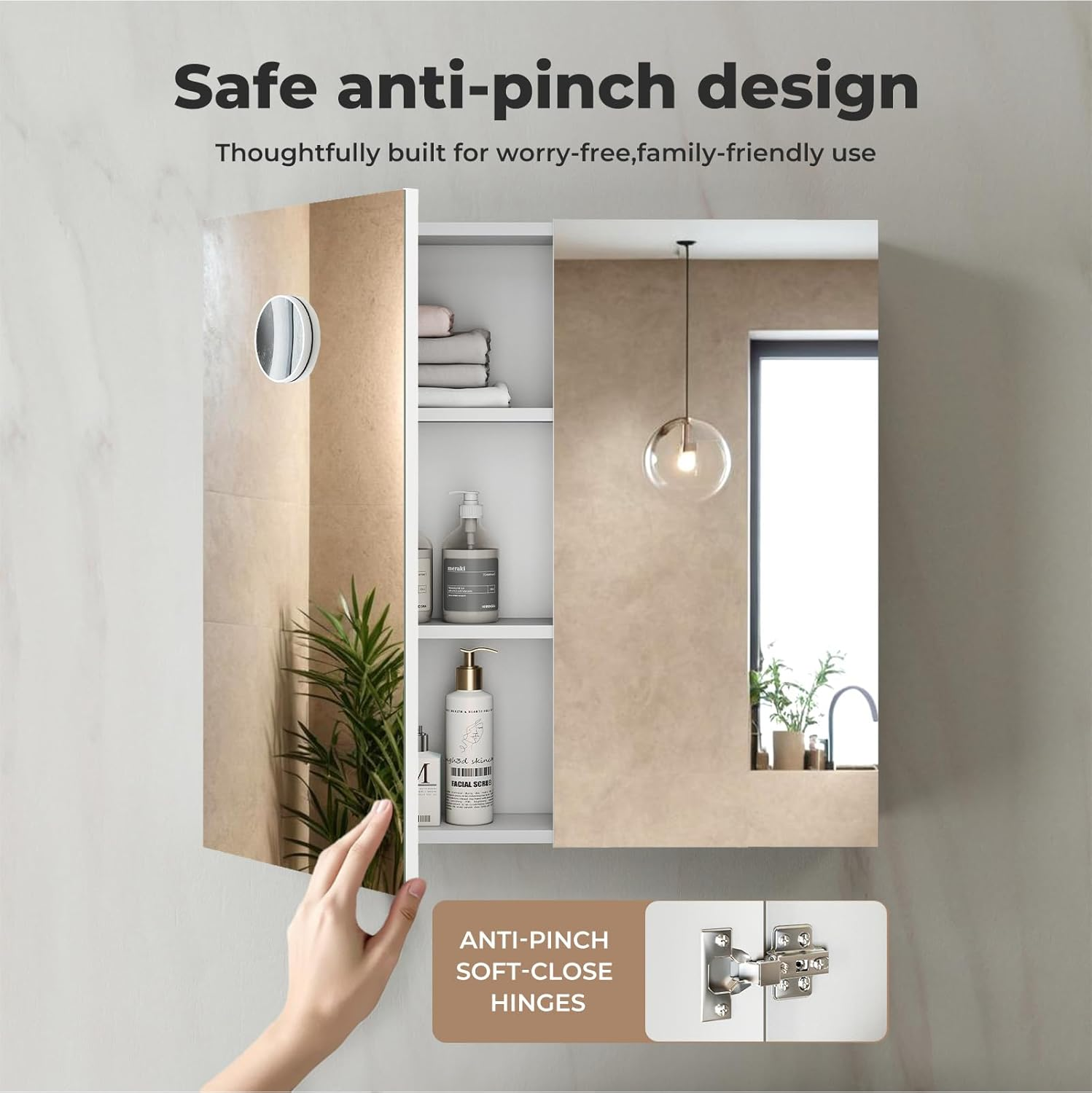 Levede Bathroom Mirror Cabinet,Wall Mounted 750X150X720Mm White Storage Unit with Cupboard 5X Magnifying Mirror and Tissue Slot Shaving Vanity Organizer for Toilet Washroom Bedroom Makeup Essentials image number 4