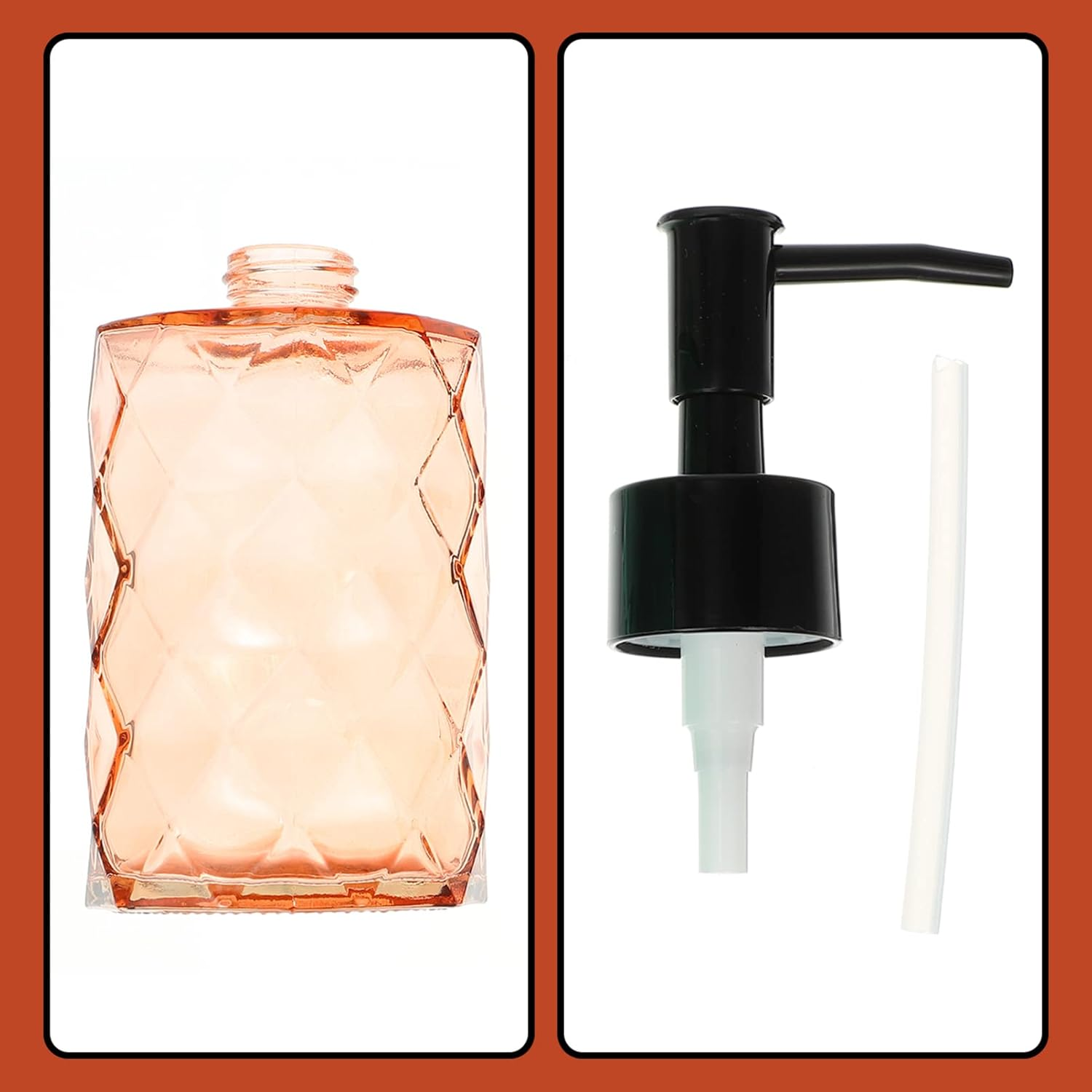 KICHOUSE 2Pcs Glass Pump Bottles for Shower Gel and Conditioner Elegant Vials for Hand Travel Hotel Use Durable and Decorative Soap Dispenser image number 4