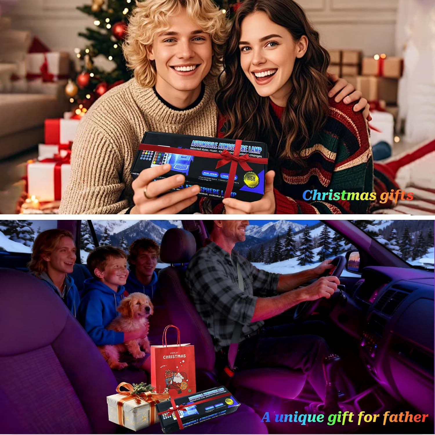 4-In-1 Car Interior Lights, Ambient Strip Lighting for Car, APP Control with USB Port & Music Sync Color Change, 48 LED, Car Decoration for Jeep SUV Truck image number 4