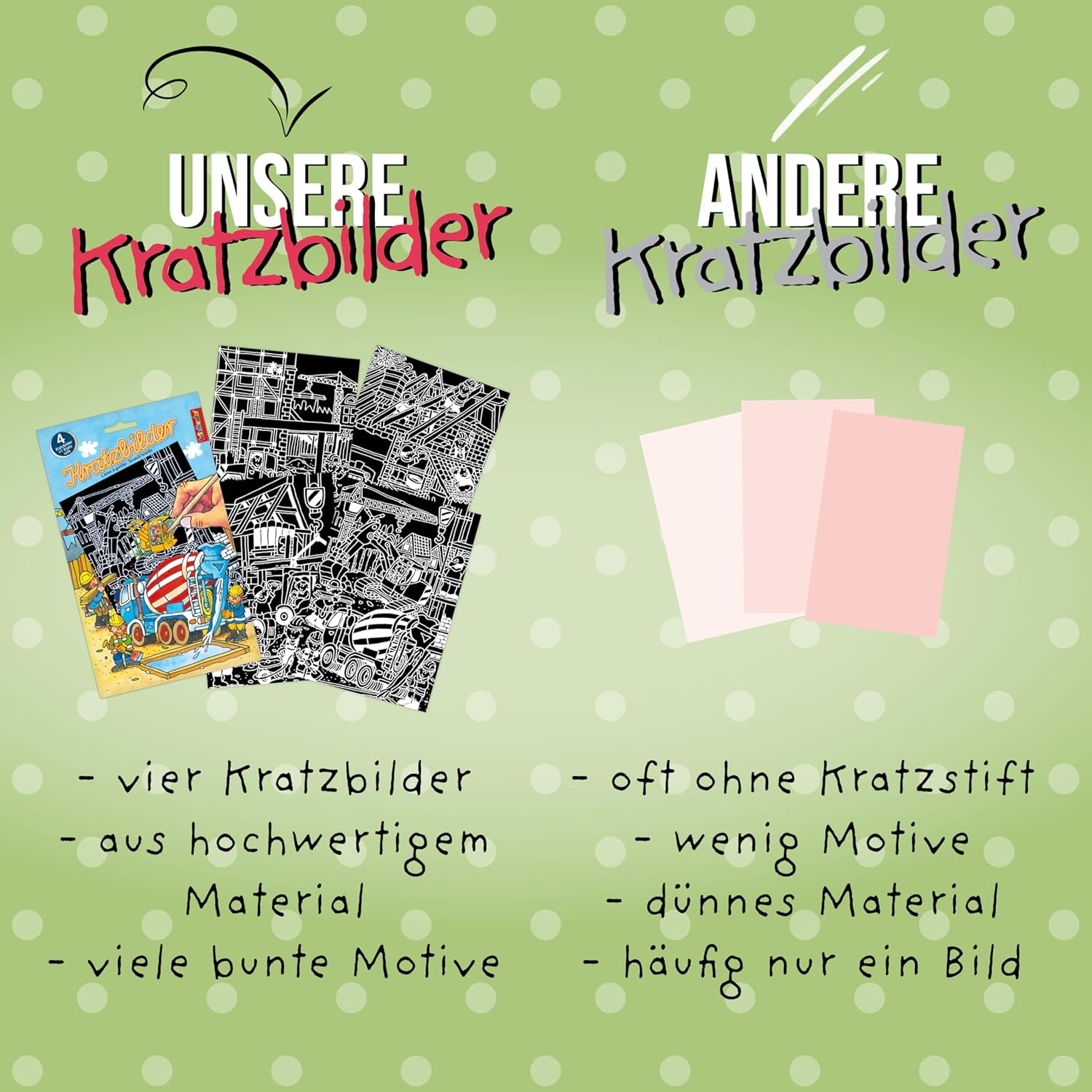 Lutz Mauder Scratch Pictures - Creative Painting and Craft Set for Children - 4 Designs Construction Site - Magic Rainbow Effects - DIY Scratch Paper - Wooden Pen - Scratch Block - Gift Idea for Girls image number 1