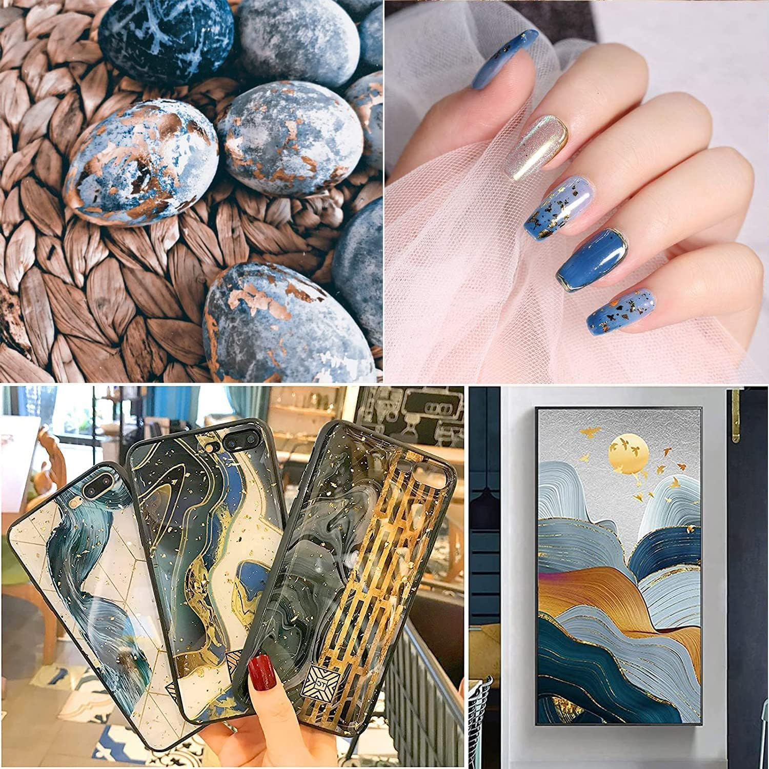 Betterjonny 45G Foil Flakes - 3 Colors Imitation Gold, Silver, Rose Gold Metallic Leaf for Decoration, Arts, Nail Painting, Gilding, Crafting image number 1