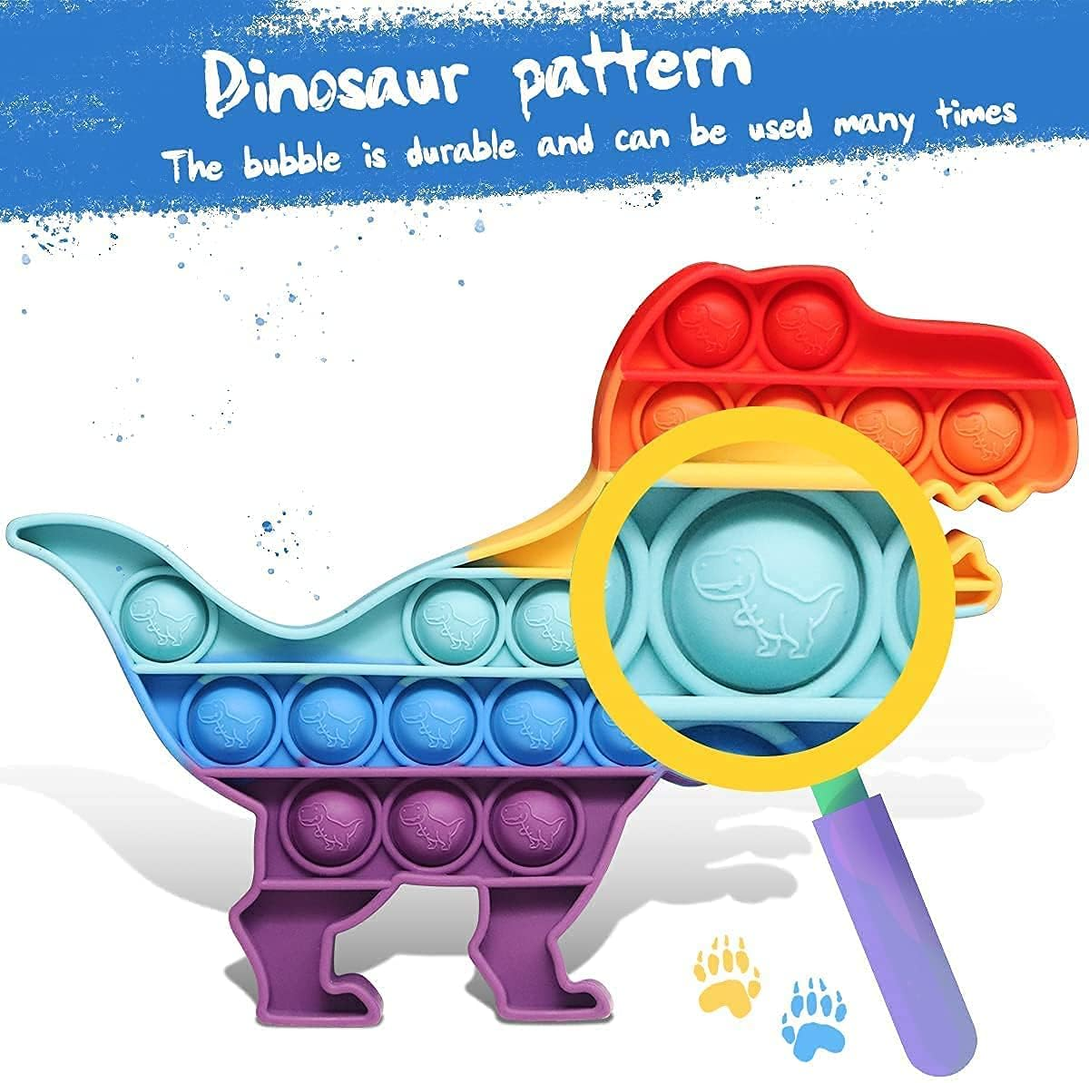 Push Pop Pop Bubble Sensory Fidget Toy, Squeeze Sensory Toy,Silicone Stress Reliever Toy,Autism Special Needs Stress Reliever,For Family,Kids,Students,And Friends (Dinosaur New) image number 5