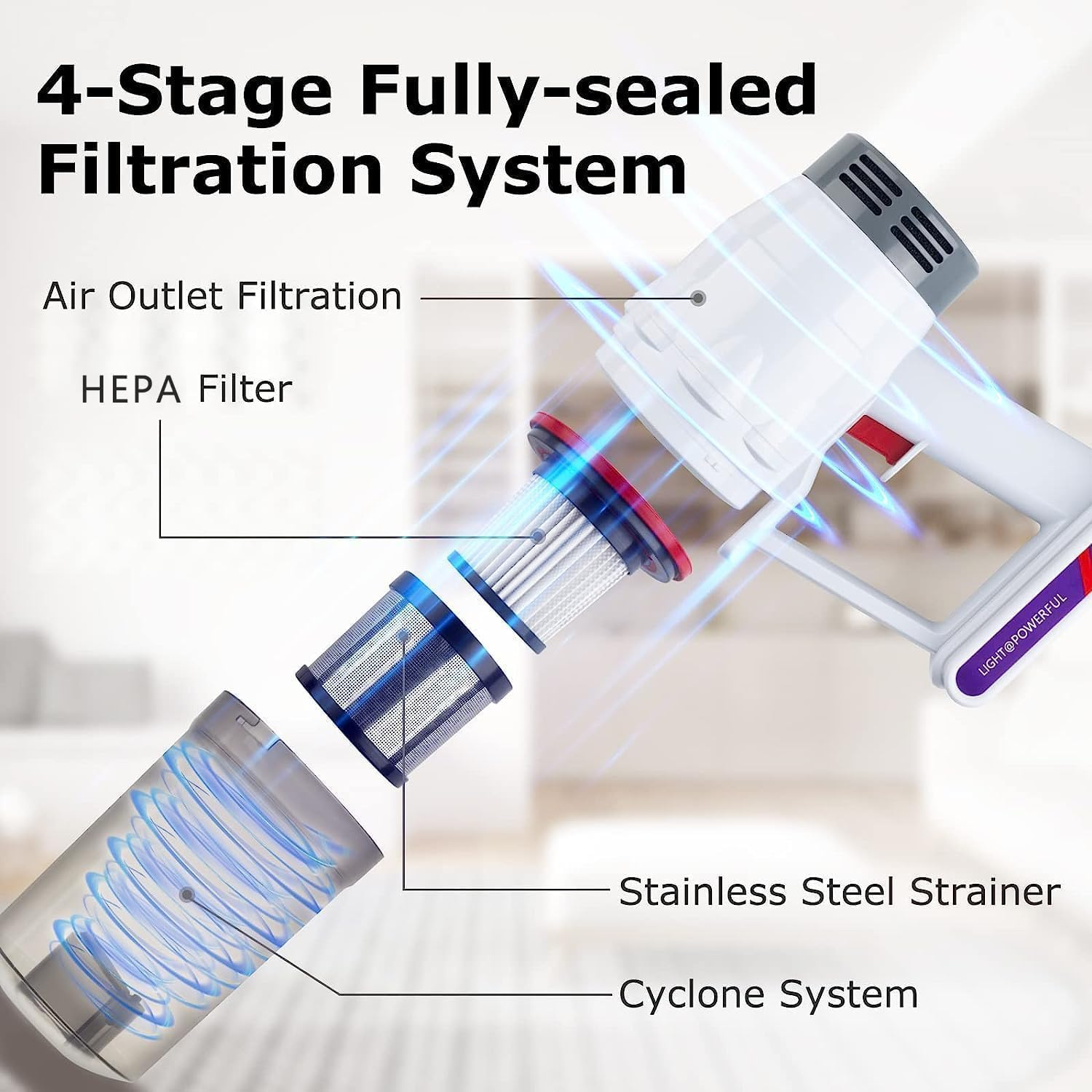 KEROMEE Cordless Vacuum Cleaner, Handheld 3-In-1 Stick Lightweight Vacuum Broom for Pet Hair Hardwood Floor Cat Litter Carpet Mattress Cleaning