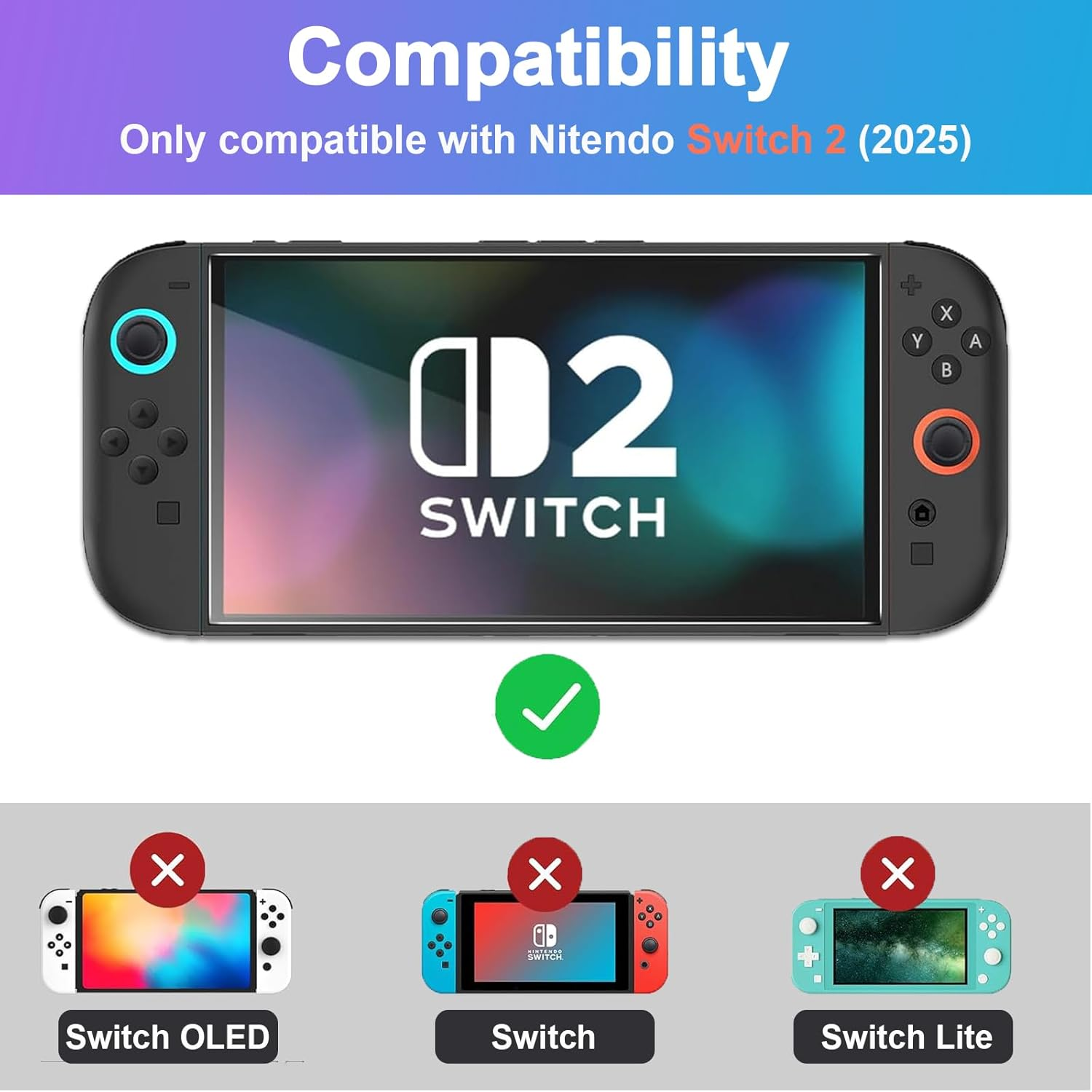 Caweet Screen Protector for Nintendo Switch 2 2025, 9H Hardness HD Tempered Glass Film Guard, 2 Pack - 2-Pack image number 4