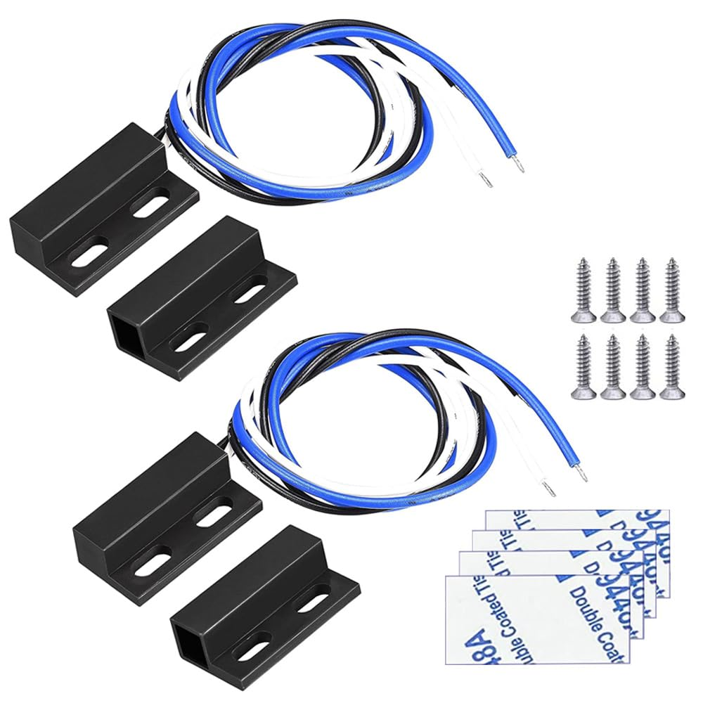 Gebildet 2 Sets Black Magnetic Switch Wiring NO/NC Recessed Door Sensor Hidden Window Contact Reed Switch for Access Control Replace Alarm System image number 2