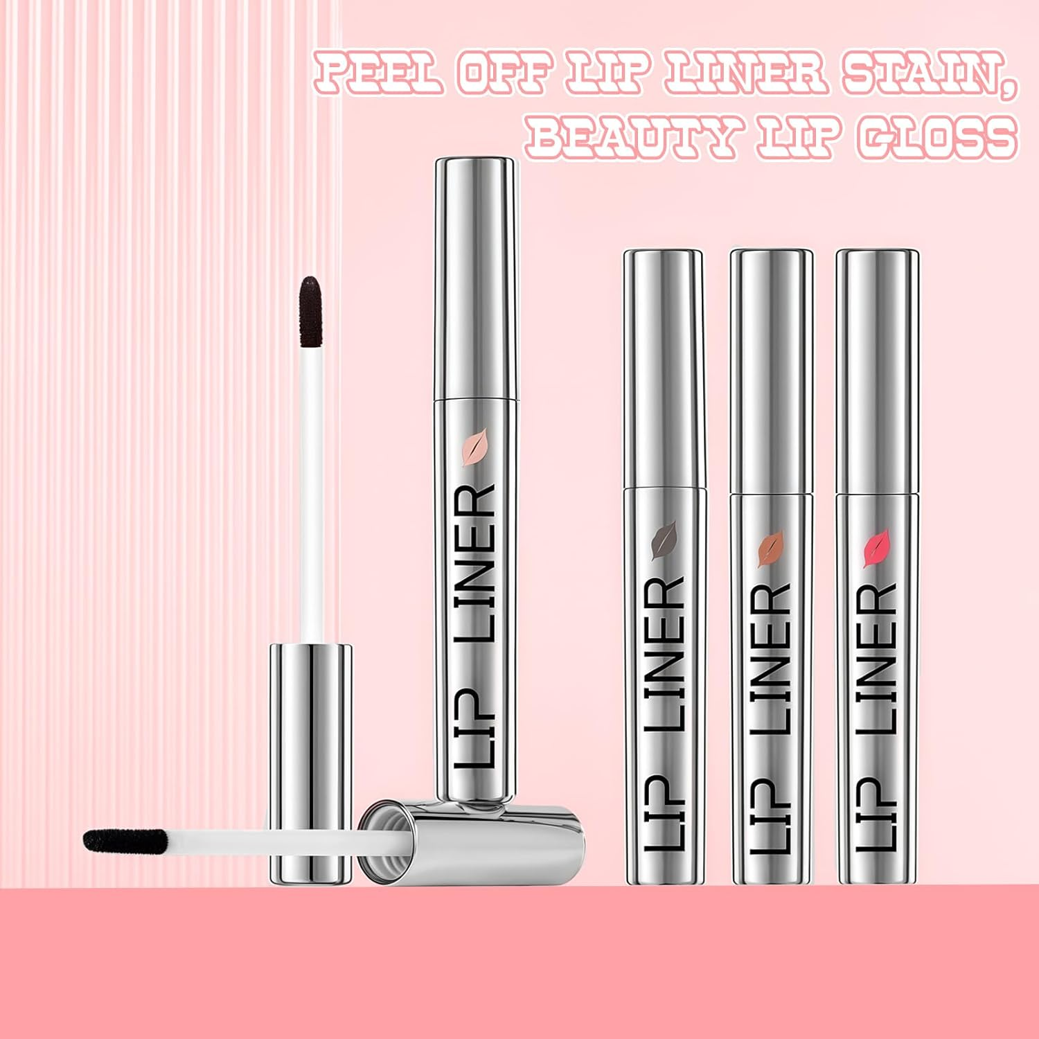 YBUETE 3Pcs Peel off Lip Stain Liner, Quick-Dry Lip Stain Peel off for Women Girls, Highly Pigmented Peel off Tint Tattoo, Waterproof, Long-Lasting & Transfer-Proof Magic Finish Lip Liner Stain Makeup image number 2