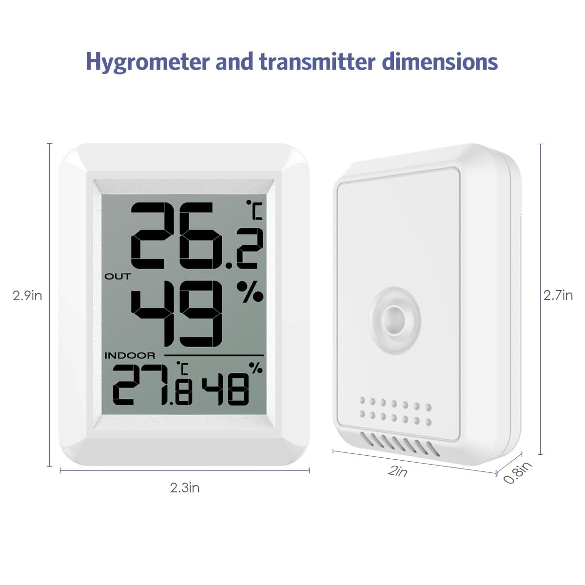 Indoor Outdoor Monitor Temperature Humidity Digital Hygrometer Room Hygrometer Gauge with LCD Display Temperature and Humidity Monitor for Home Office Festival Gift image number 6