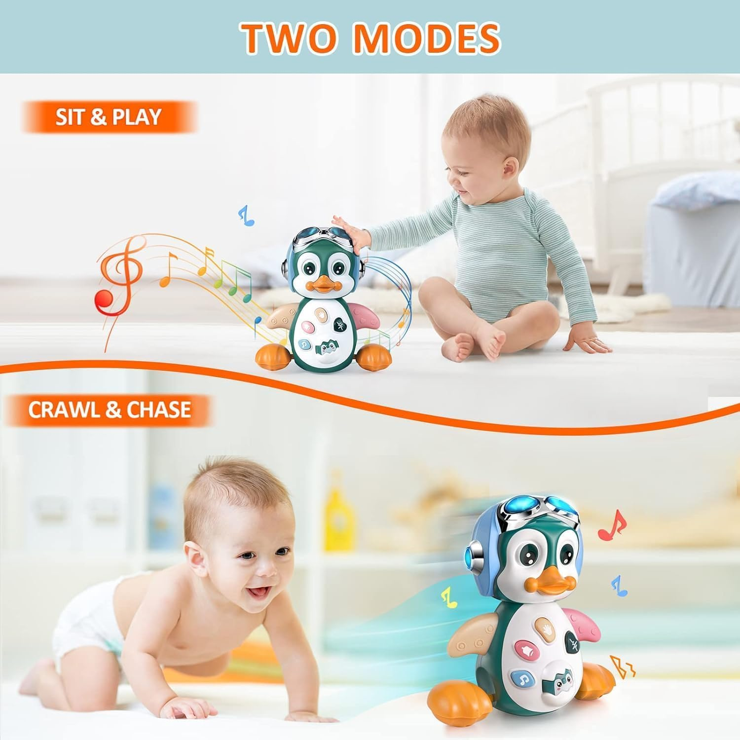 Enliansgo Baby Toys 6-12 Months - Musical Crawling Baby Toys for 12-18 Month, Early Learning Educational Toy with Light & Sound, Birthday Toy for Infant Toddler Boy Girl 7 8 9 10 11 Month 1-2 Year Old image number 2