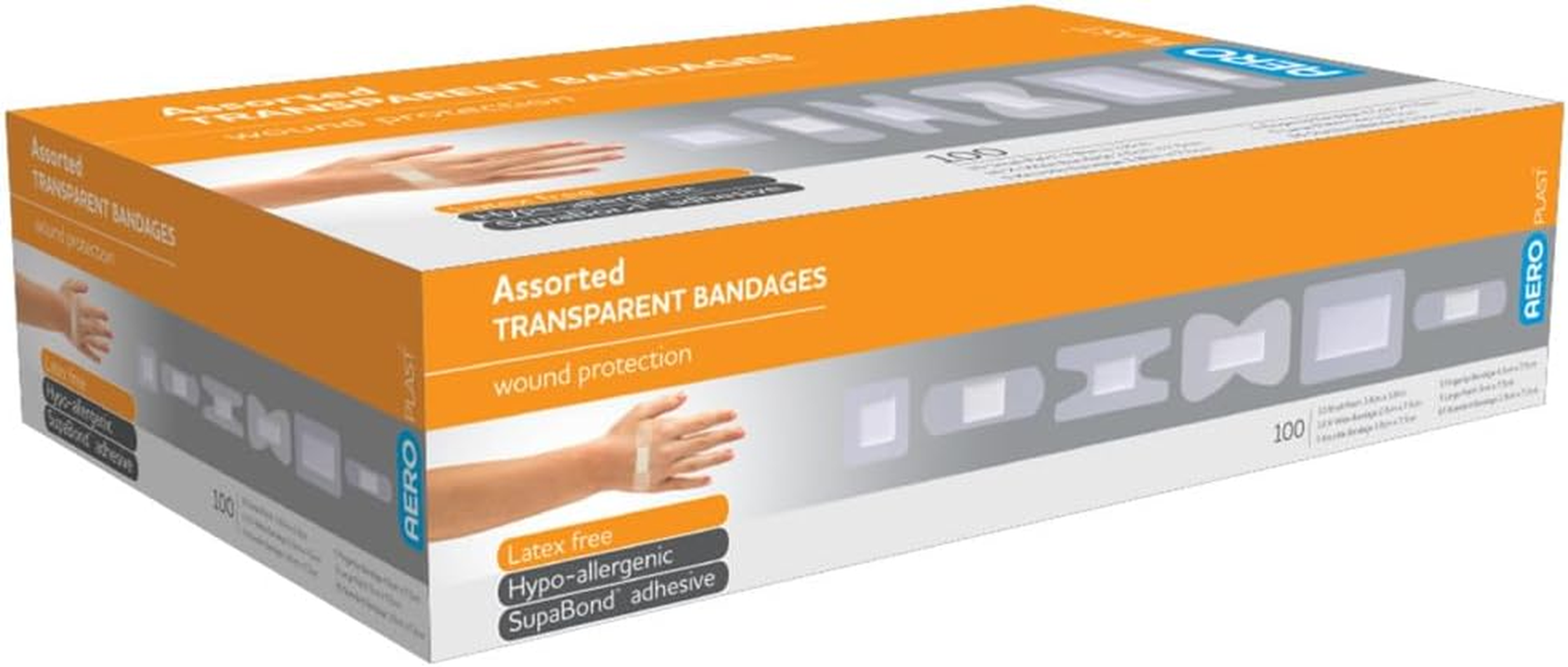 AEROPLAST Transparent Assorted Dressings, Box of 100 image number 1