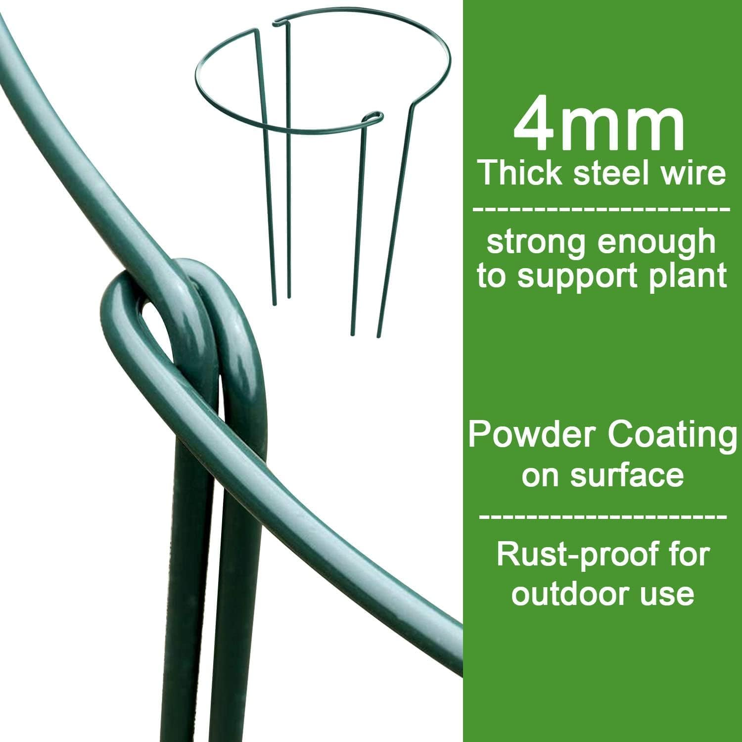 Pack Plant Support Stakes, Metal Peony Cages and Supports, Outdoor Garden Stakes Plant Cage, Large Plant Support Rings for Tomato,Rose,Flowers Vine,Indoor Tall Plants（5Pc） image number 1