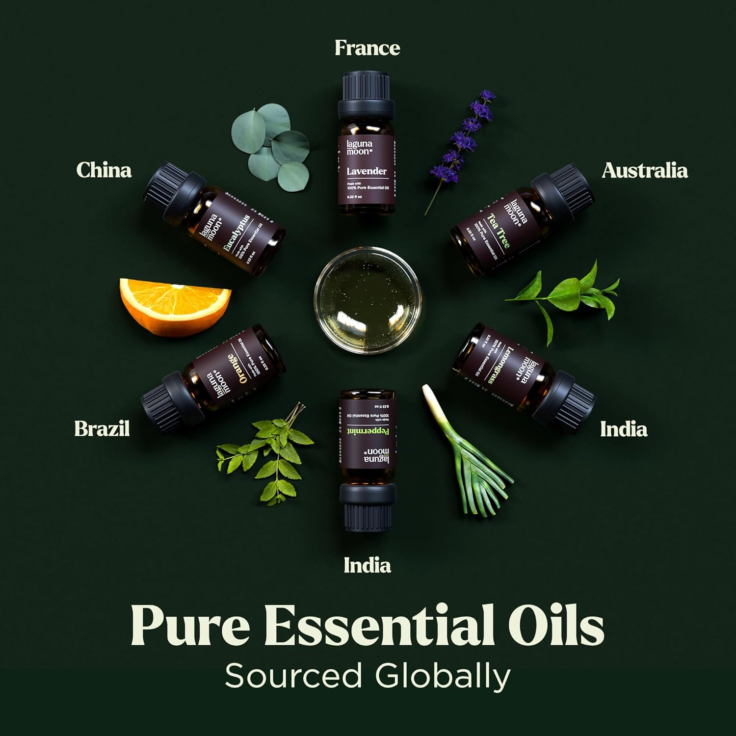 Lagunamoon Essential Oils Gift Set,Top 6 Aromatherapy Oils Orange Lavender Tea Tree Peppermint Eucalyptus Lemongrass image number 3