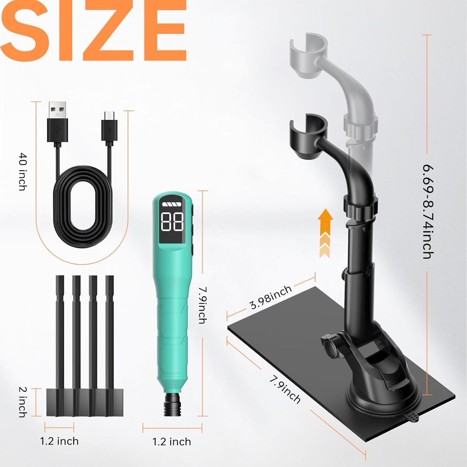 Rechargeable Resin Mixer with Stand | 3 Speeds Control | Timed Stop Function | 4 Electric Stirrer Paddles for Epoxy Resin, Silicone, Paint Mixing, Soap Making, Resin Tools, DIY Crafts (Light Green)