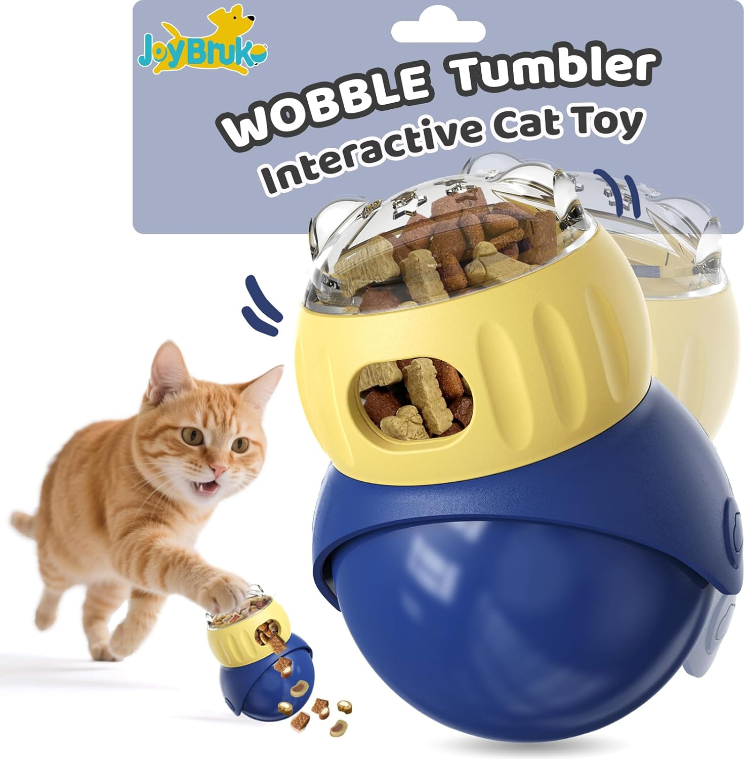 Joybruko Interactive Cat Toys Treat Puzzle - for Indoor Cats Weight Loss Wobble Tumbler Feeder Food Dispenser, Fun Sliding Rolling, Enrichment Portion Control Slow Feeder for Kittens & Adult Cats image number 4