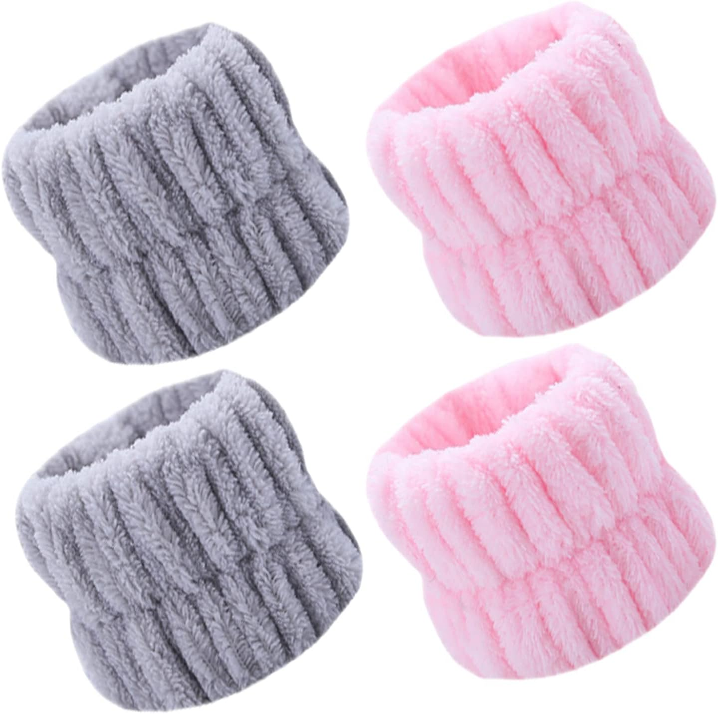 4 Pieces Coral Velvet Wash Tape, Microfibre Wrist Towel, Elastic Hair Band for Makeup, Face Washing, Shower, Yoga, Sports Wrist Wash Band image number 1